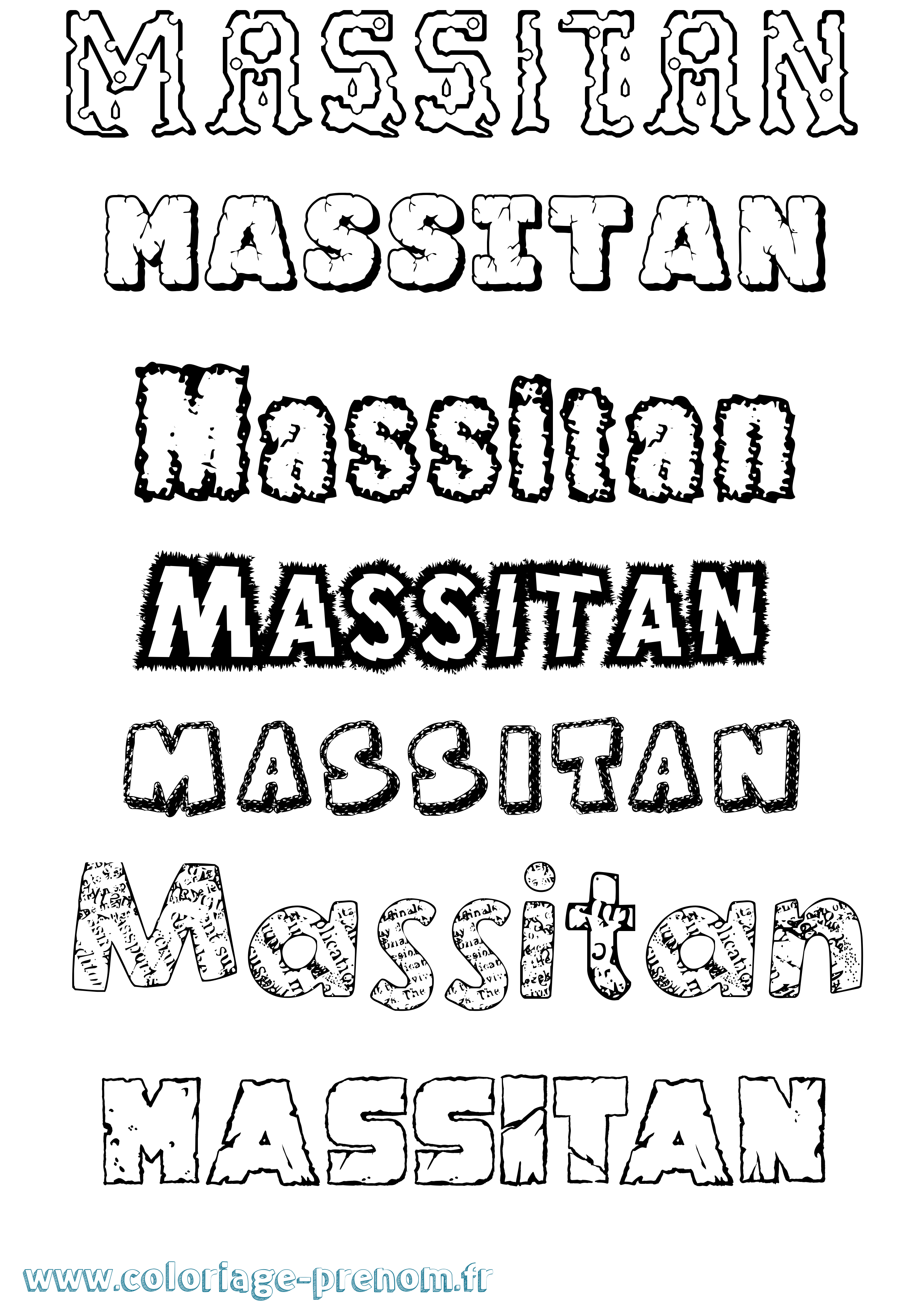 Coloriage Massitan Destructuré Coloriage prénom Massitan Destructuré