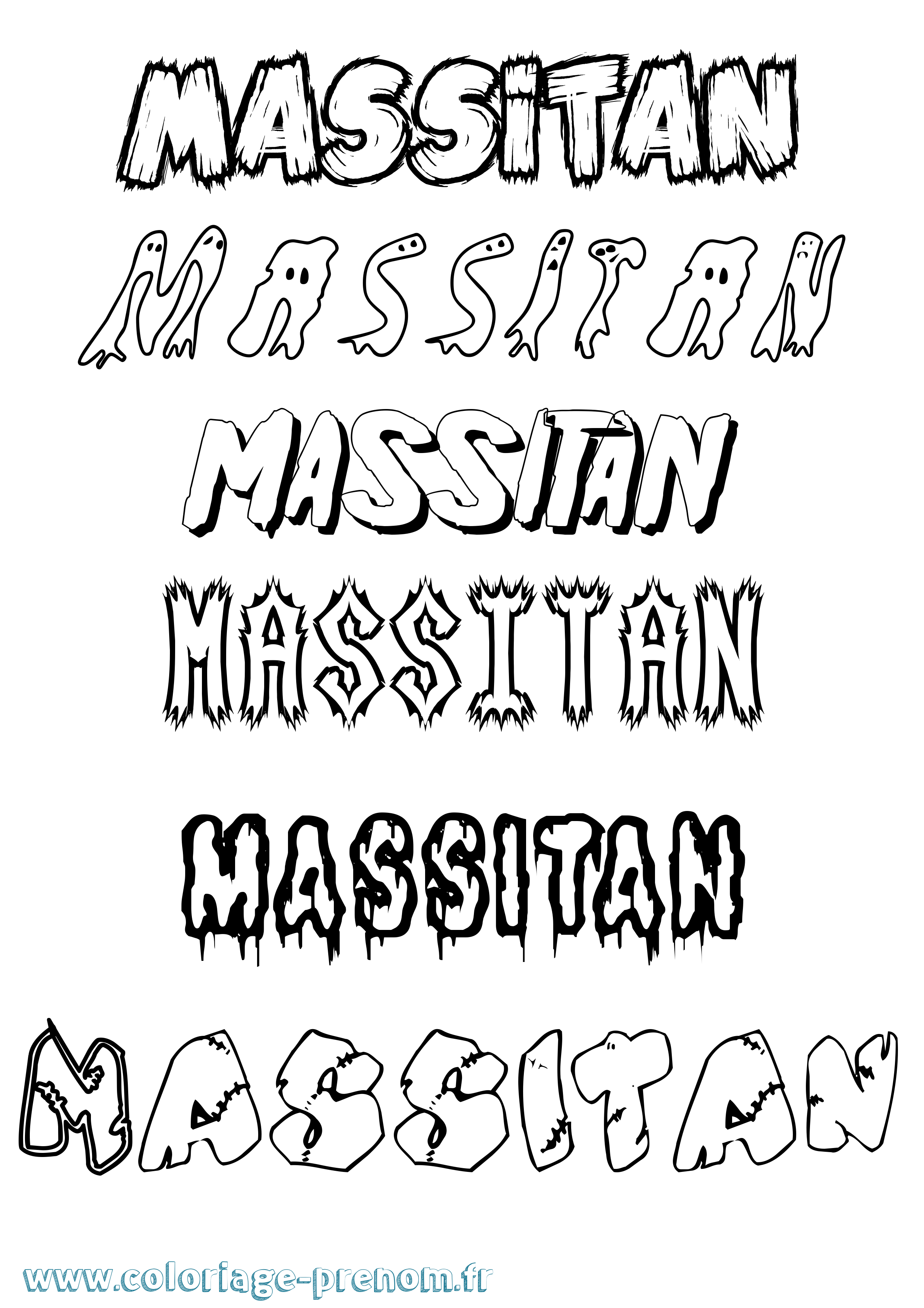 Coloriage Massitan Frisson Coloriage prénom Massitan Frisson
