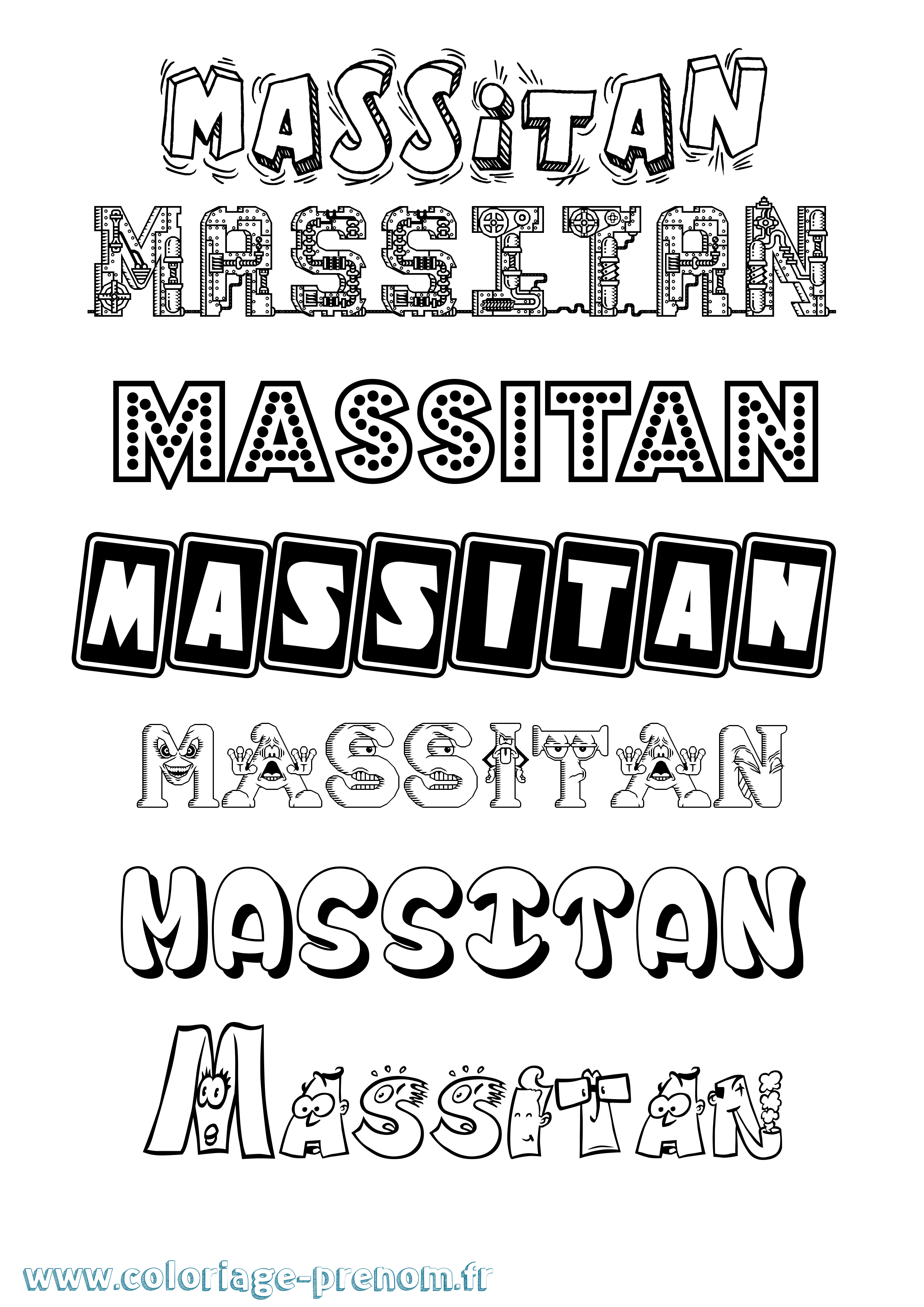 Coloriage Massitan Fun Coloriage prénom Massitan Fun