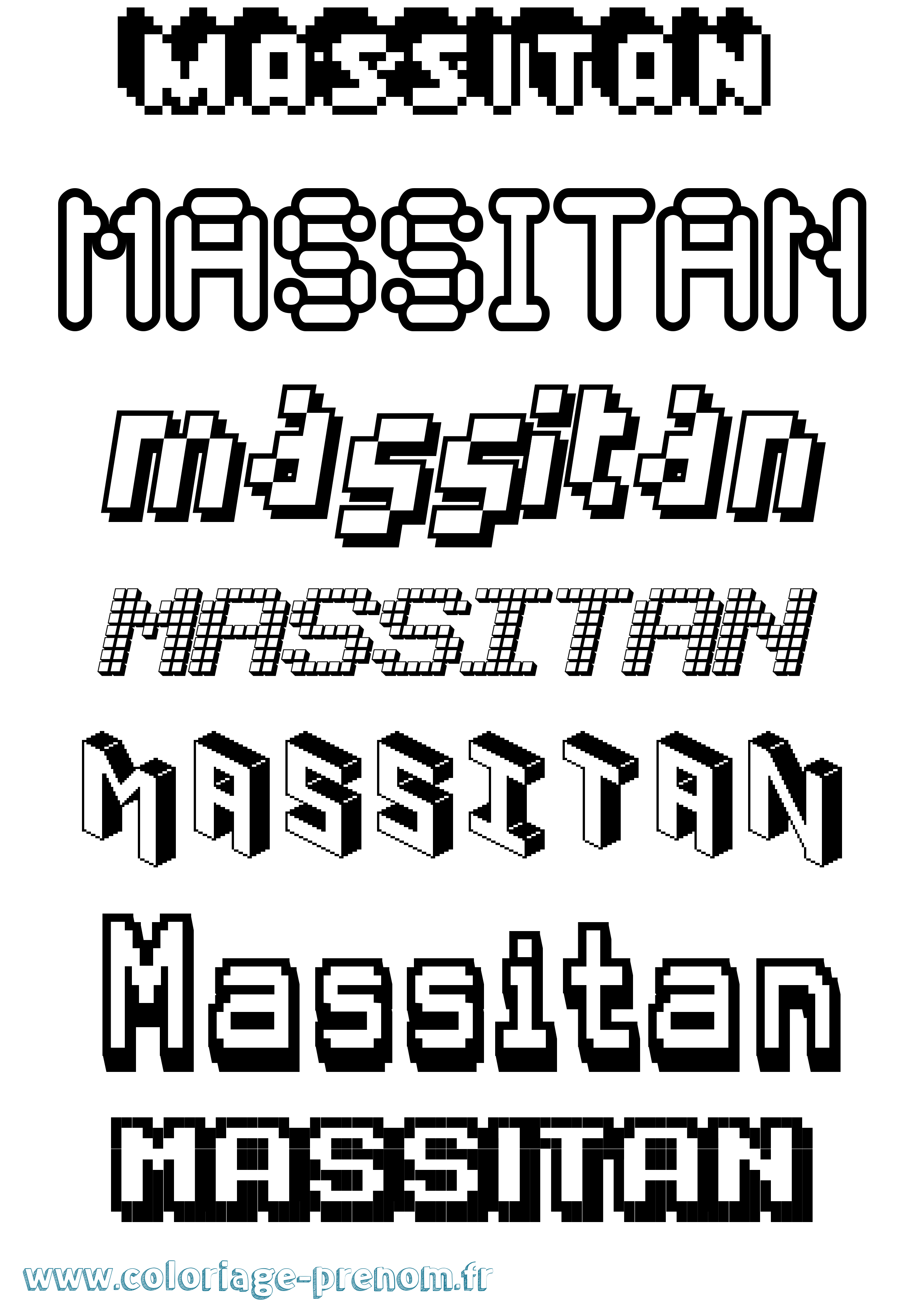 Coloriage Massitan Pixel Coloriage prénom Massitan Pixel