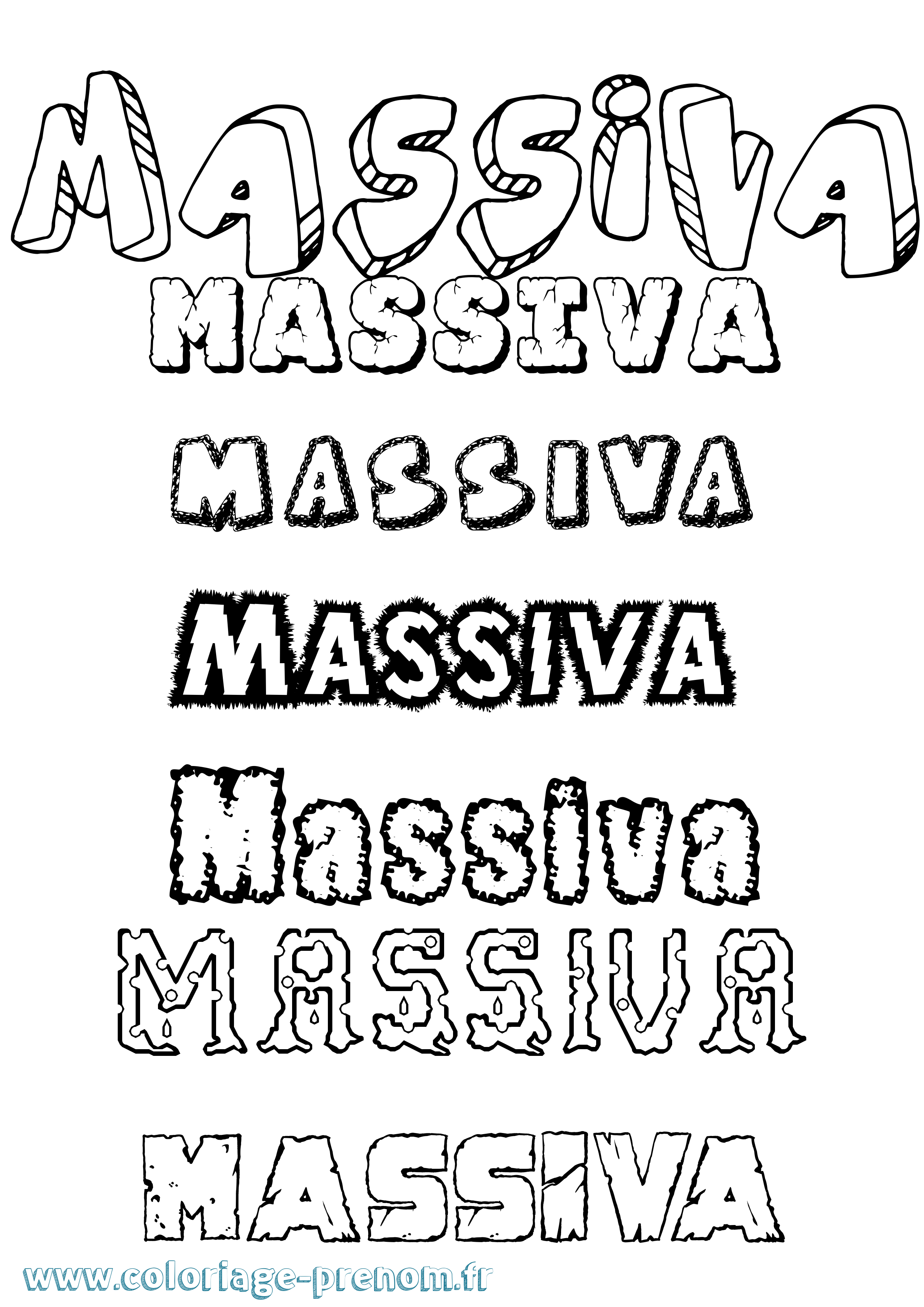 Coloriage Massiva Destructuré Coloriage prénom Massiva Destructuré
