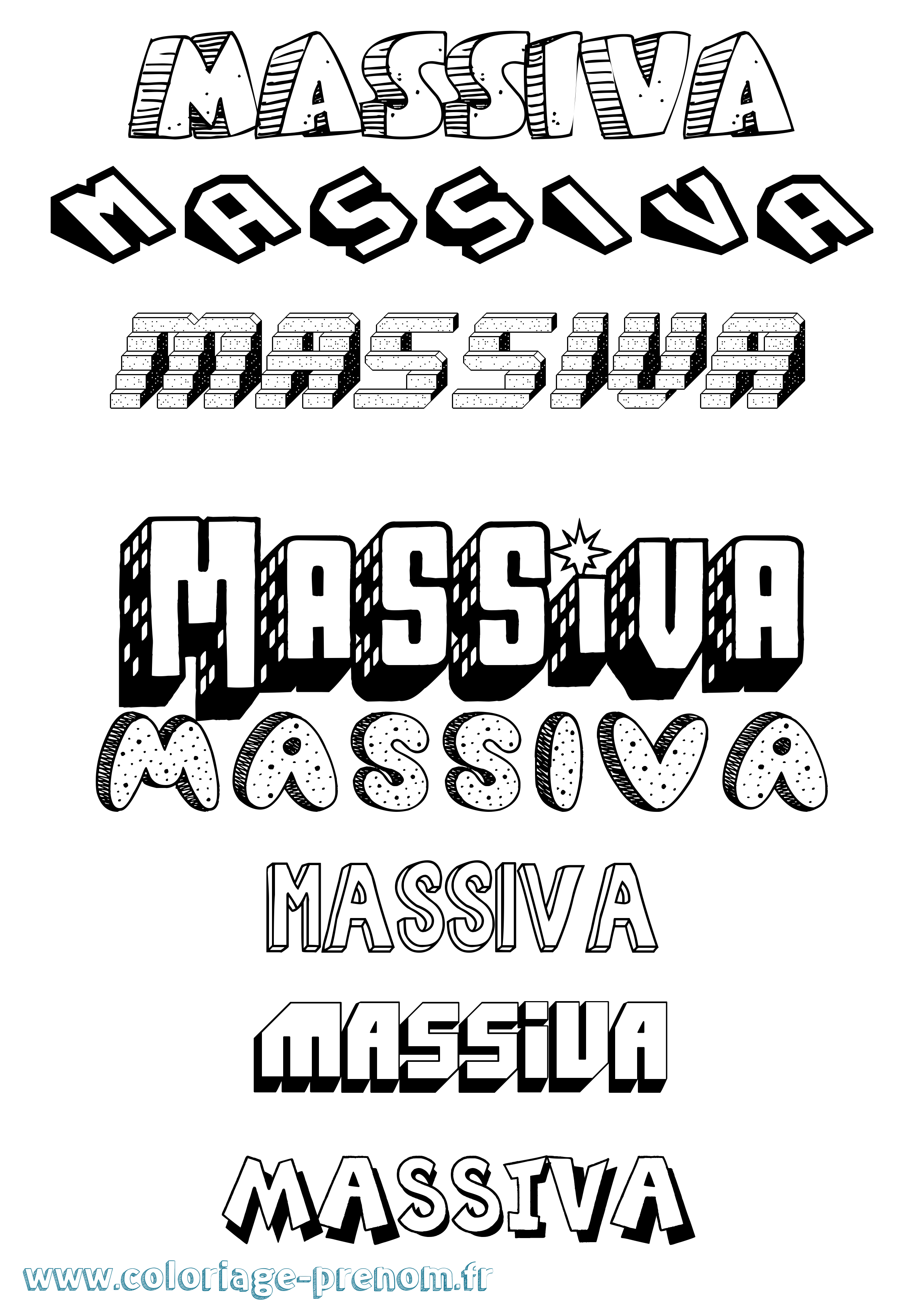 Coloriage Massiva Effet 3D Coloriage prénom Massiva Effet 3D