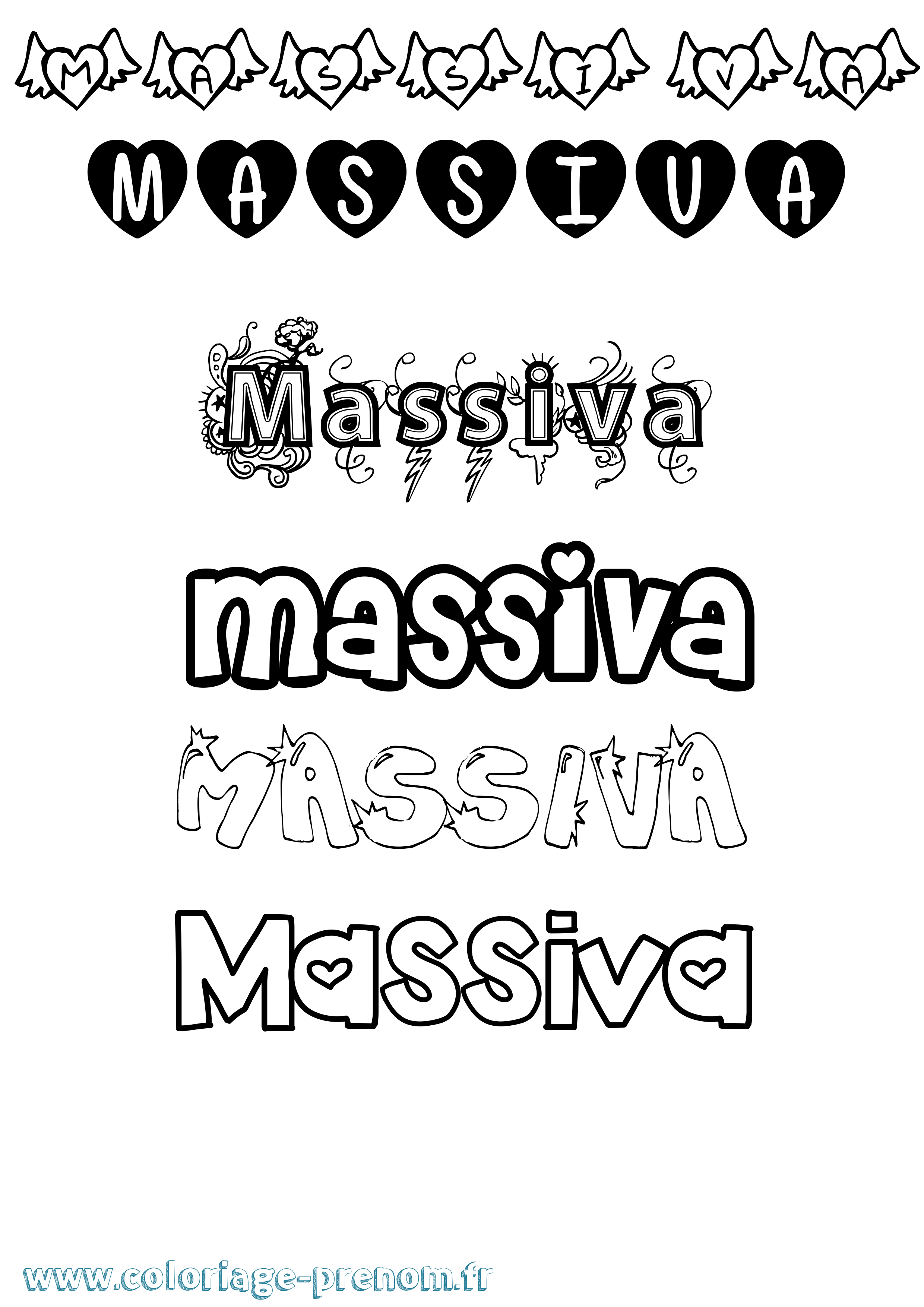 Coloriage Massiva Girly Coloriage prénom Massiva Girly