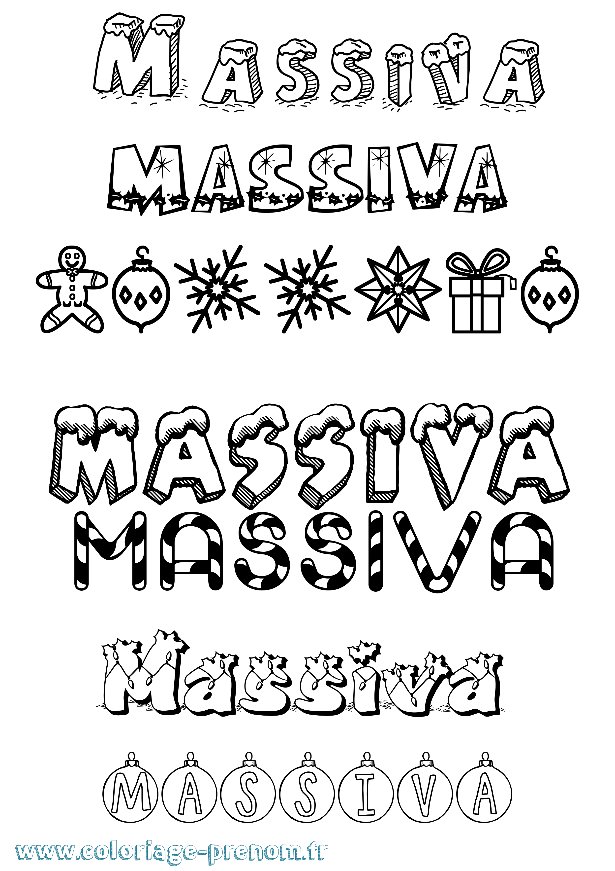 Coloriage Massiva Noël Coloriage prénom Massiva Noël