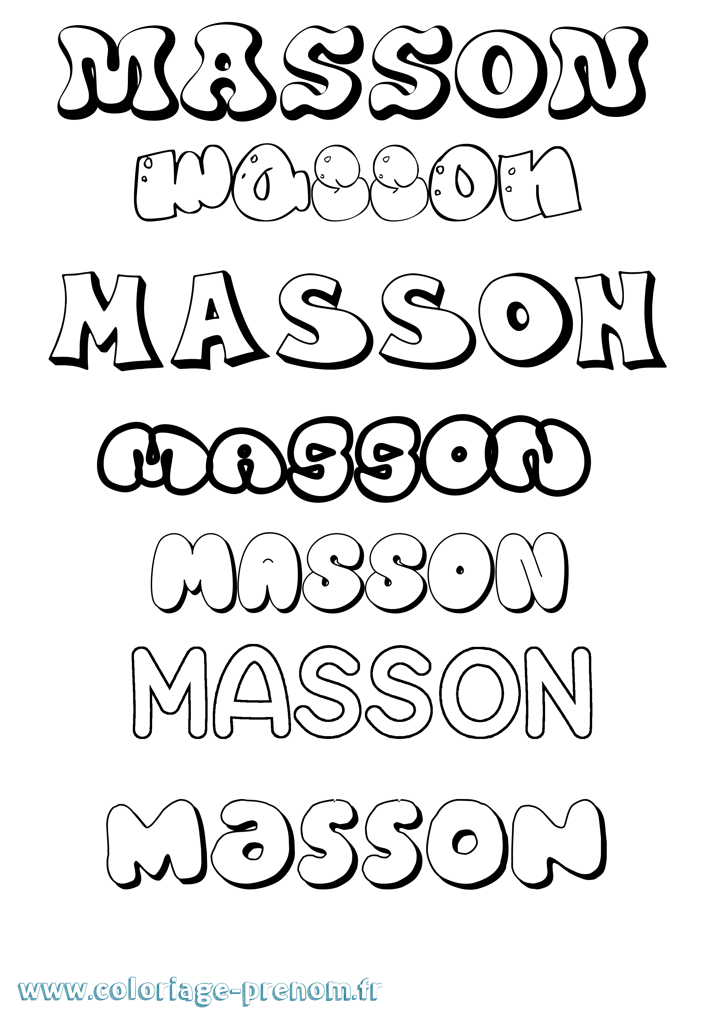 Coloriage Masson Bubble Coloriage prénom Masson Bubble