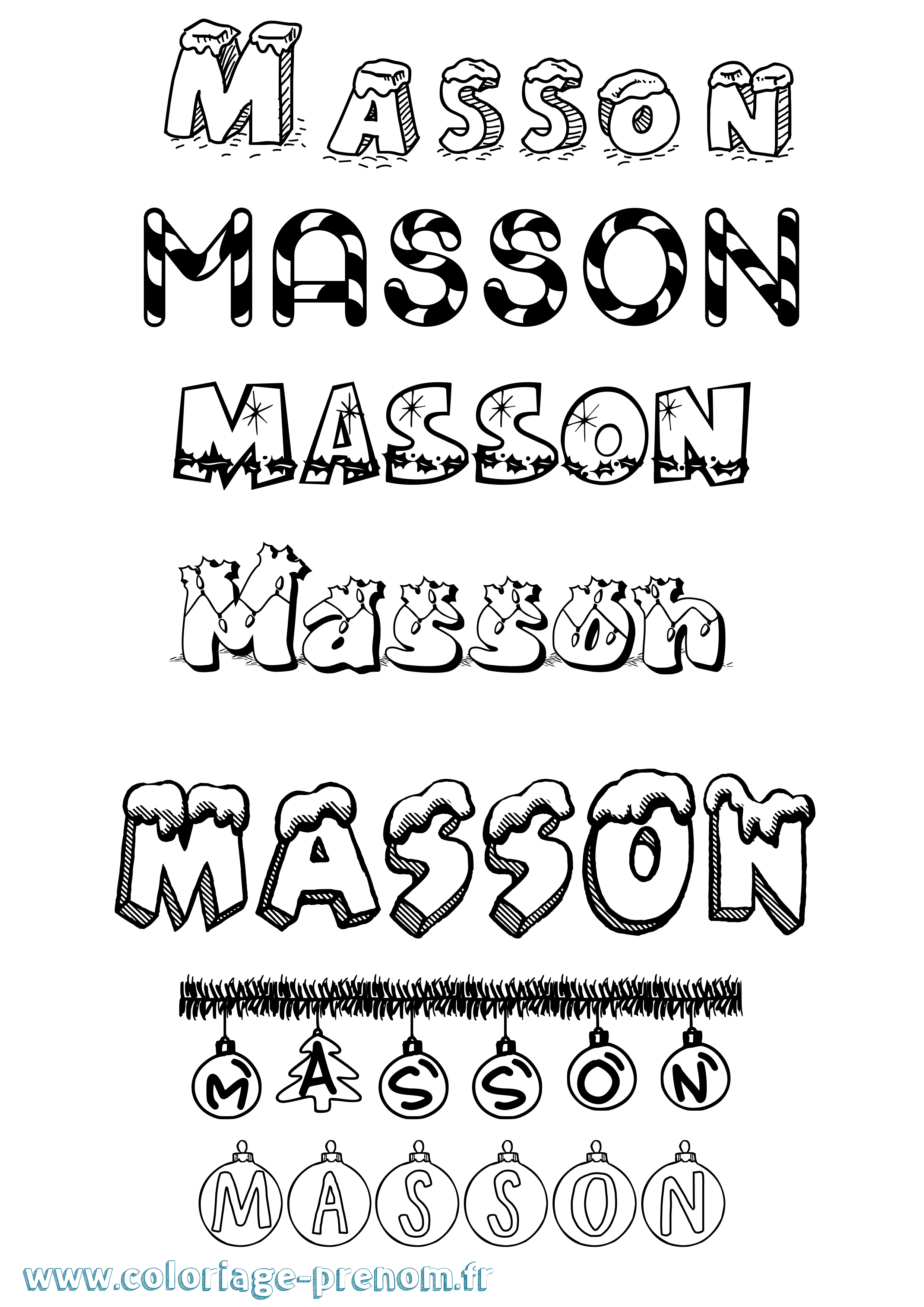 Coloriage Masson Noël Coloriage prénom Masson Noël