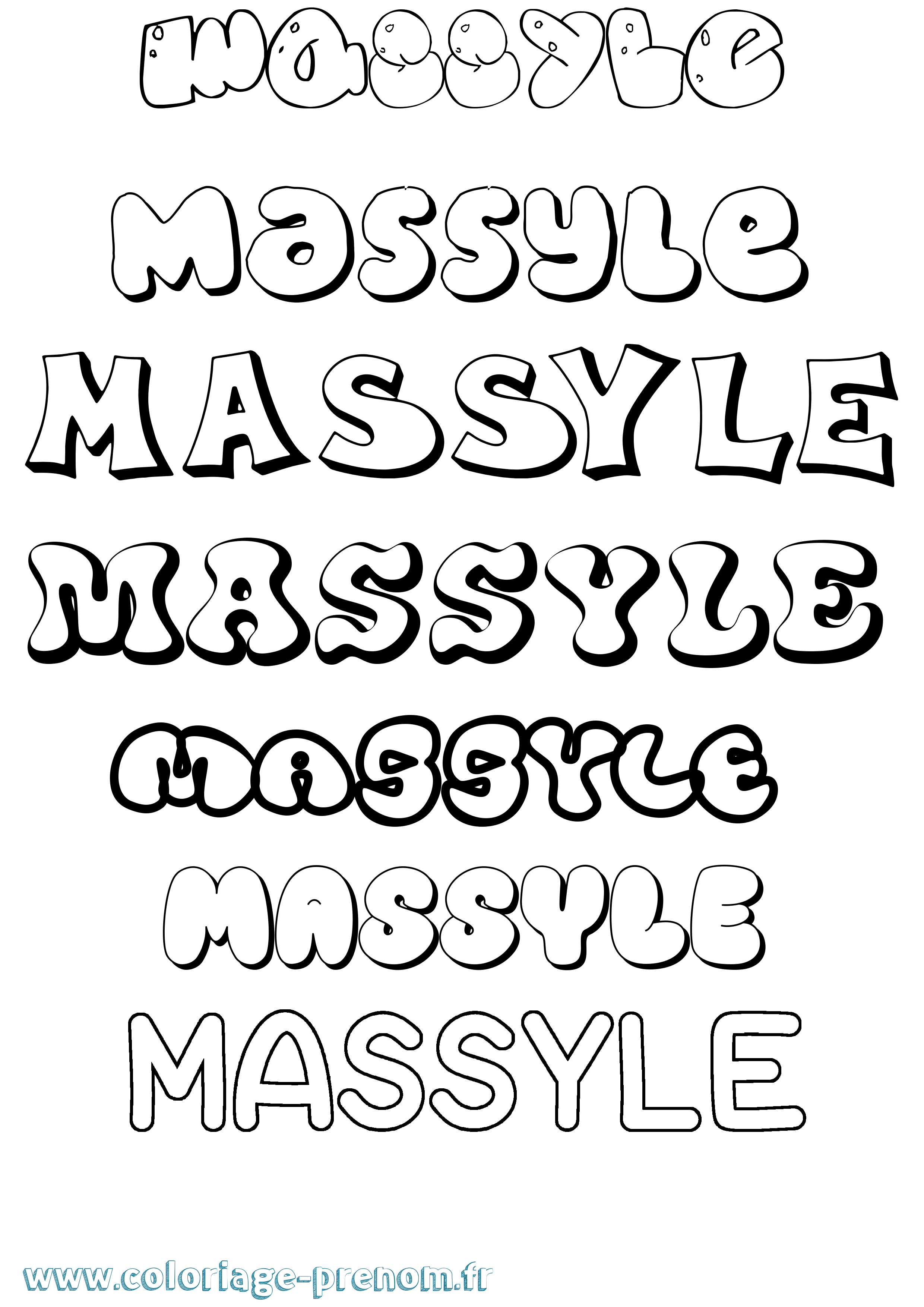 Coloriage Massyle Bubble Coloriage prénom Massyle Bubble