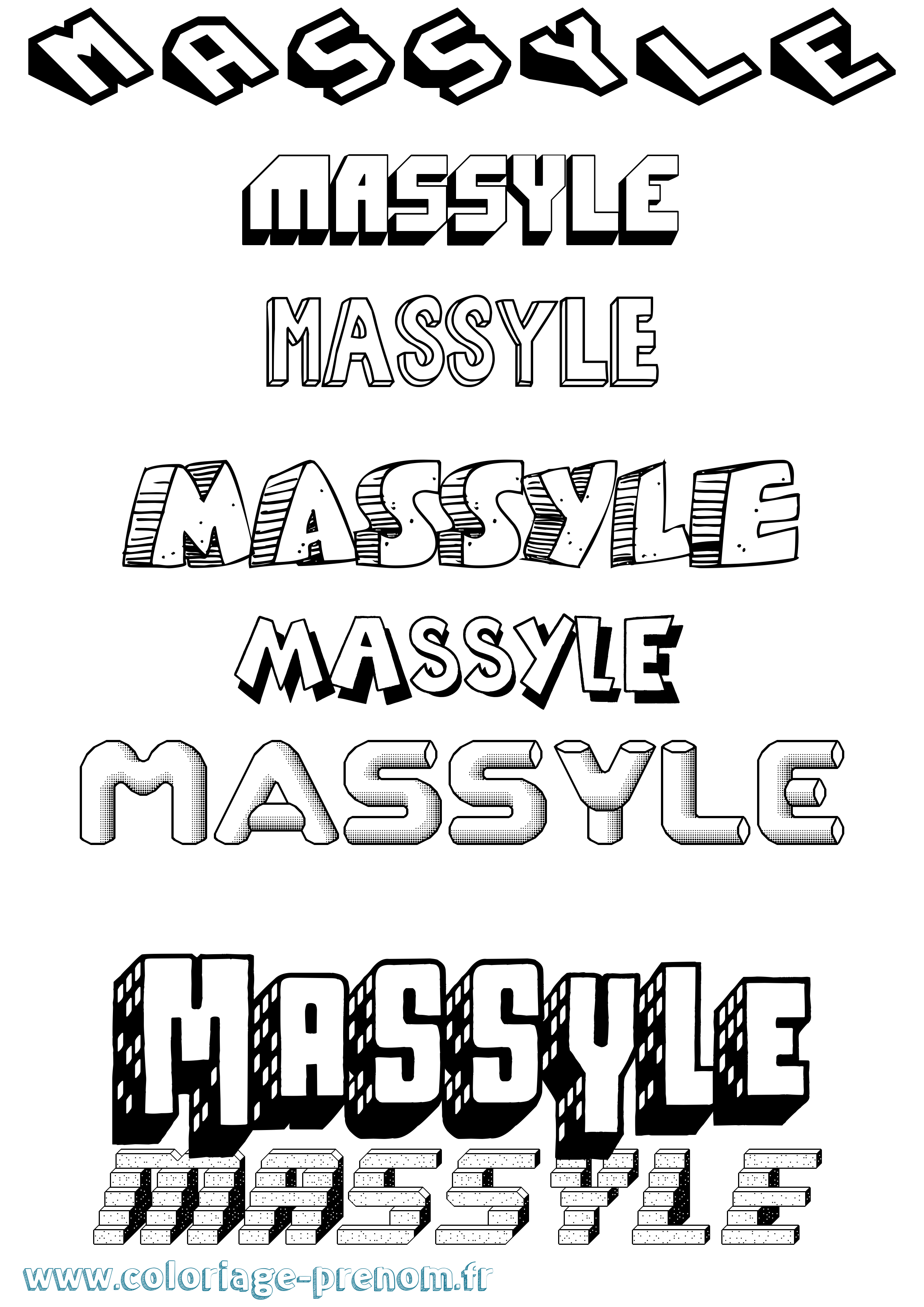 Coloriage Massyle Effet 3D Coloriage prénom Massyle Effet 3D