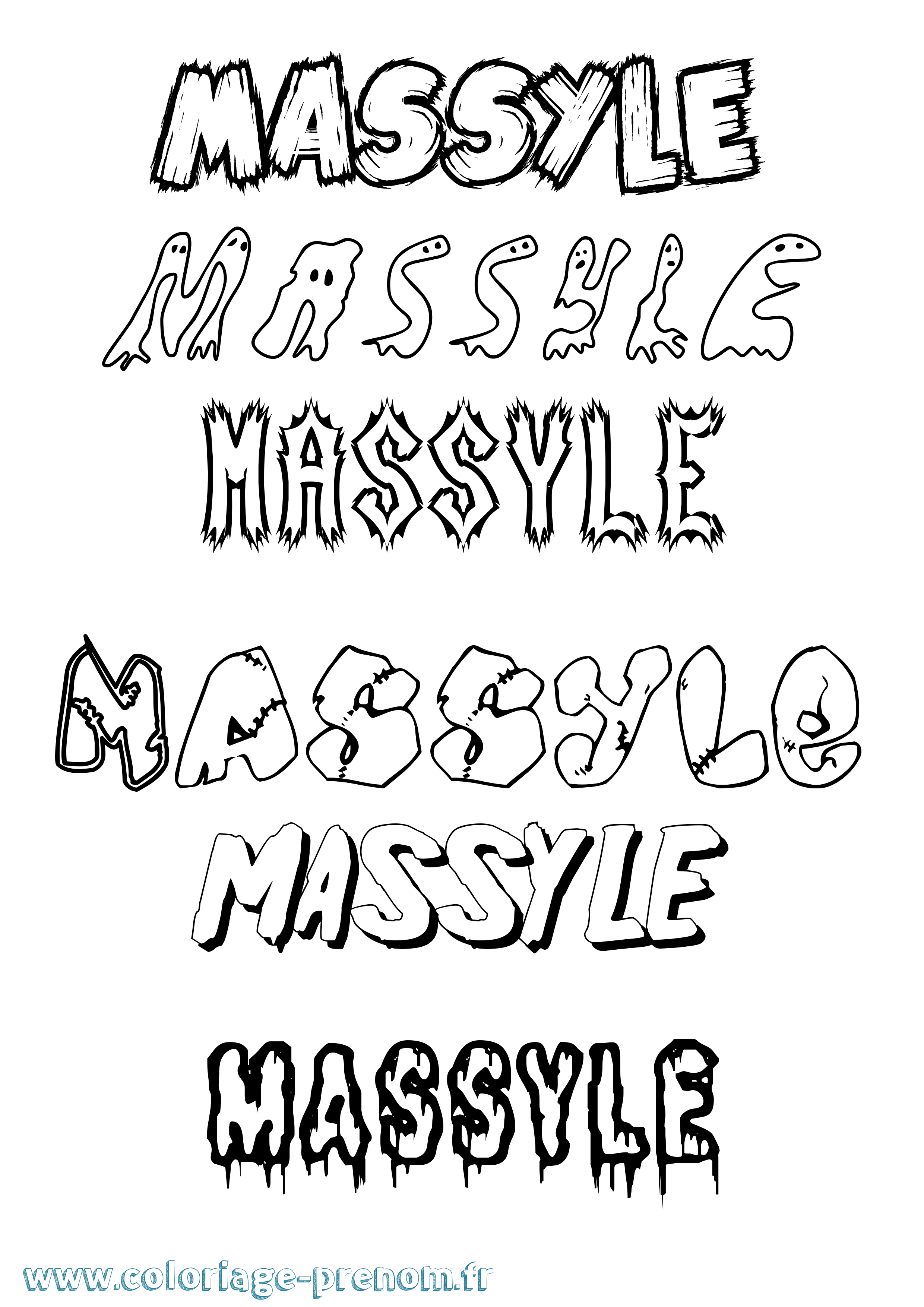 Coloriage Massyle Frisson Coloriage prénom Massyle Frisson