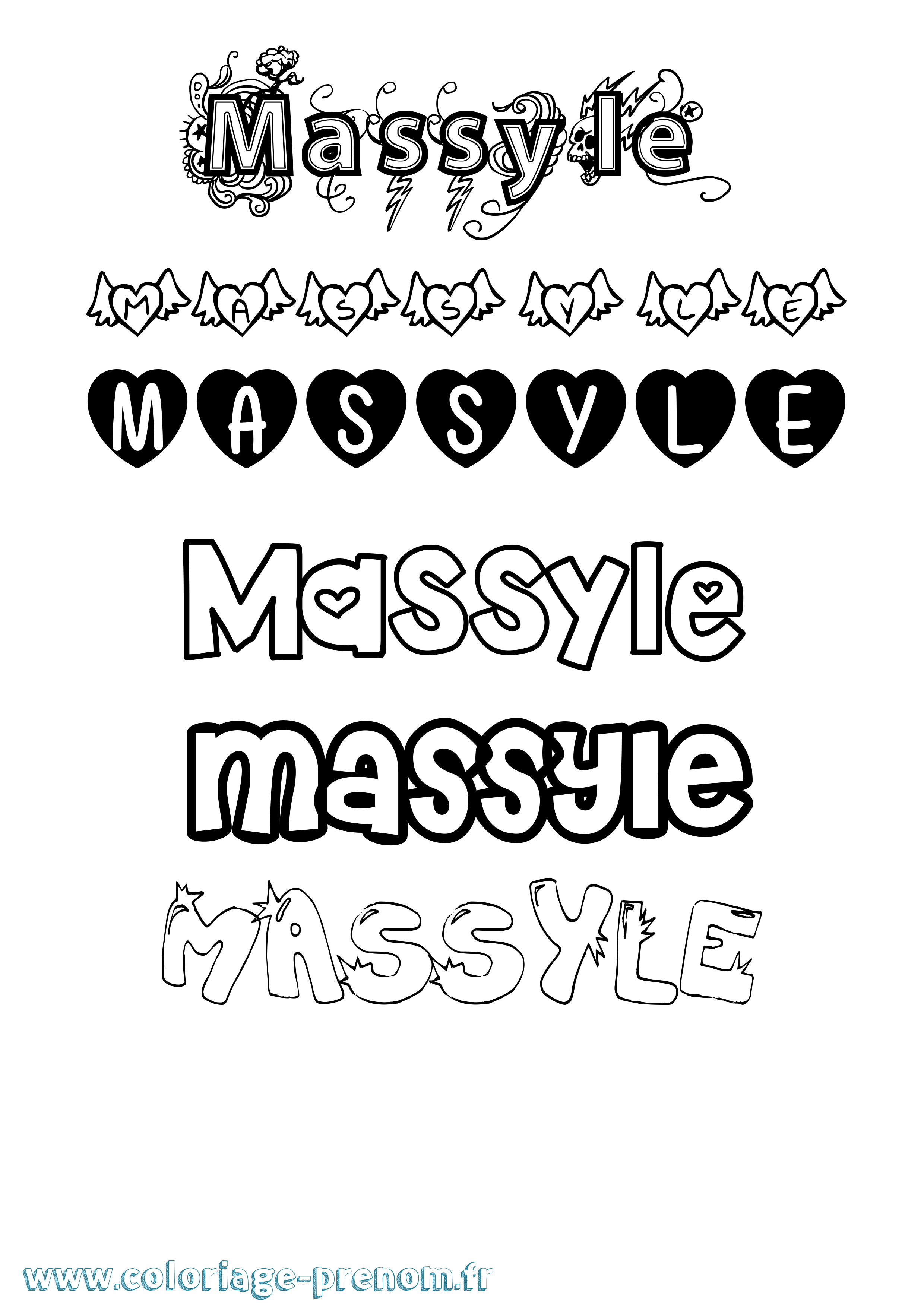 Coloriage Massyle Girly Coloriage prénom Massyle Girly