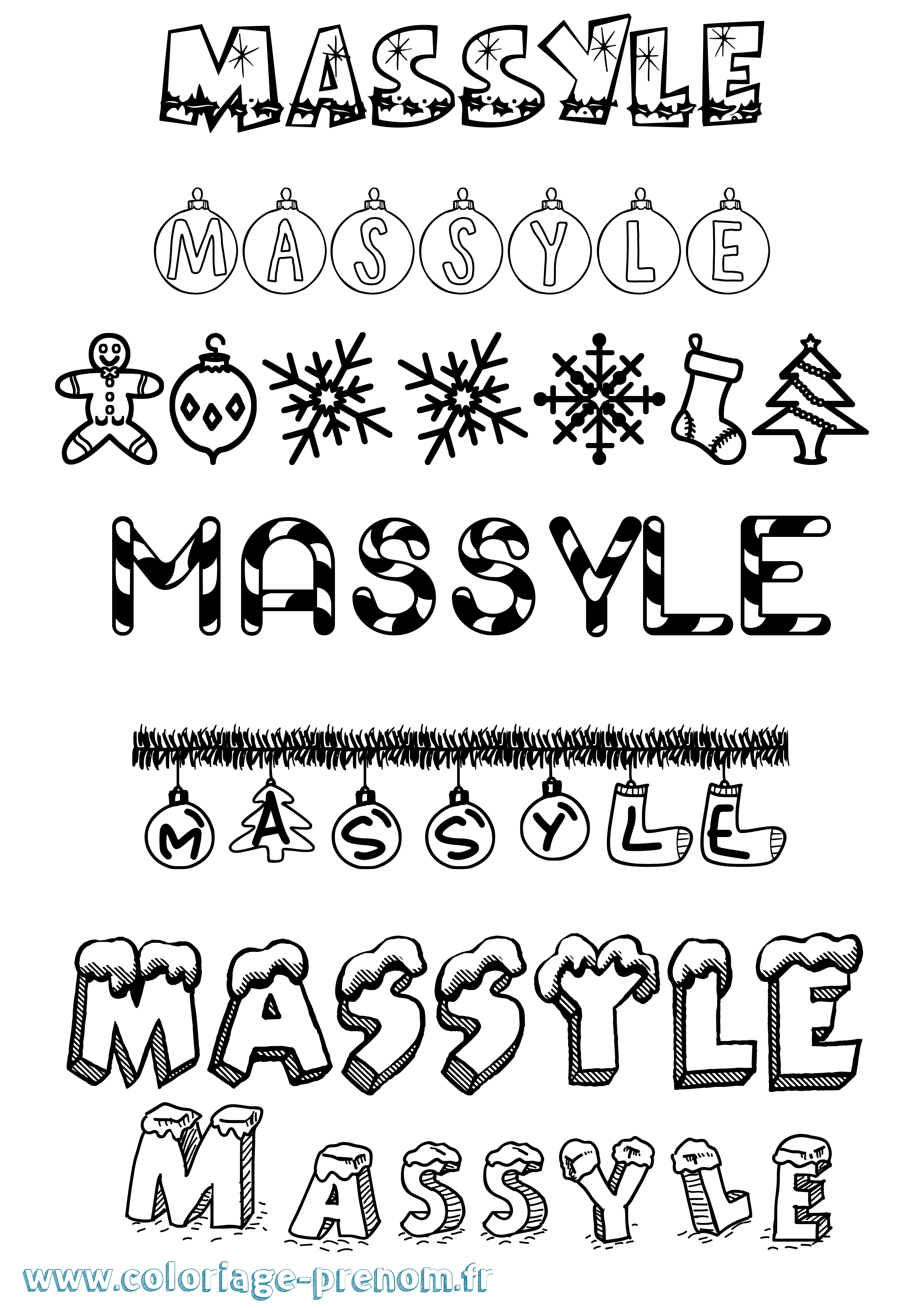 Coloriage Massyle Noël Coloriage prénom Massyle Noël