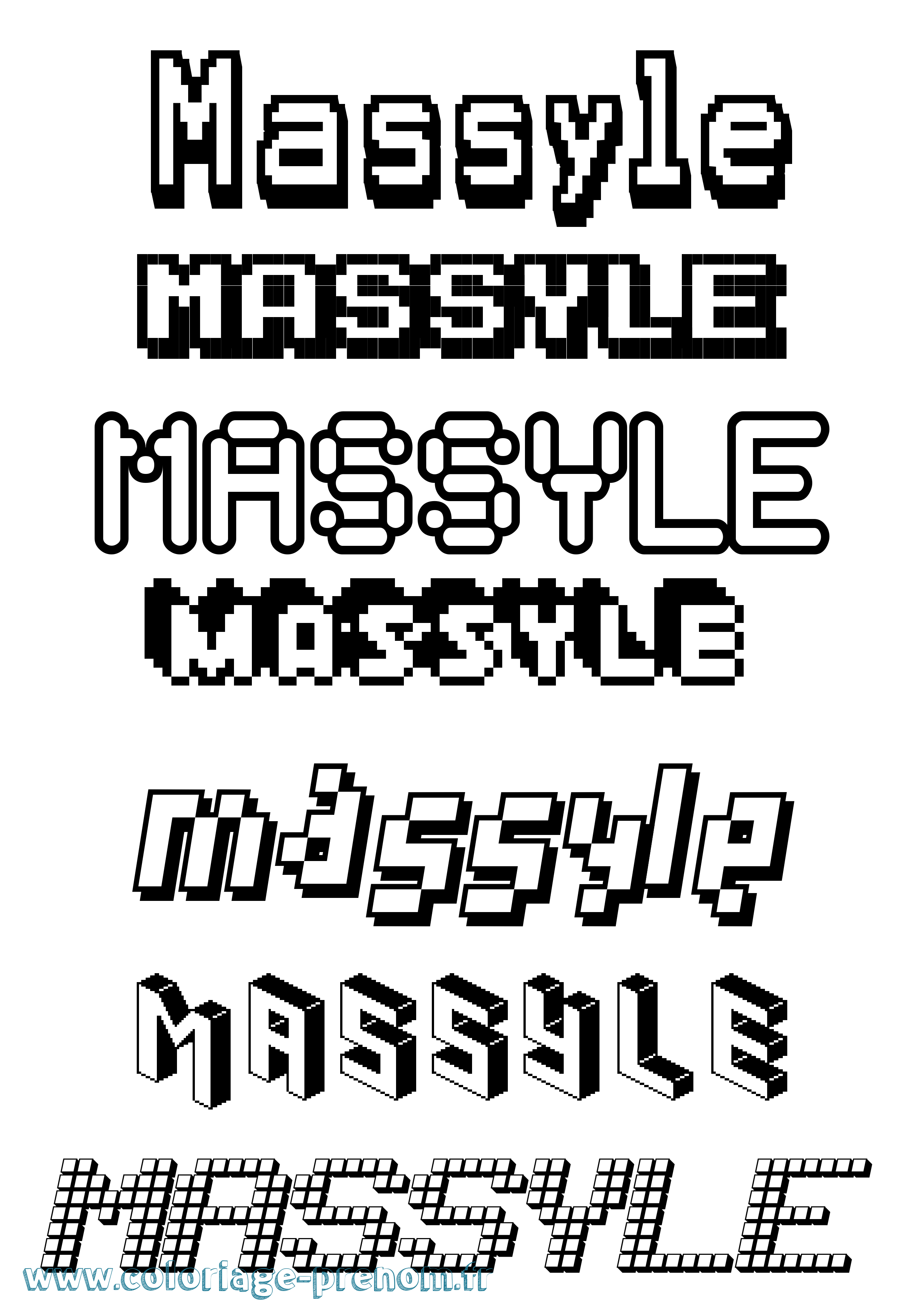 Coloriage Massyle Pixel Coloriage prénom Massyle Pixel