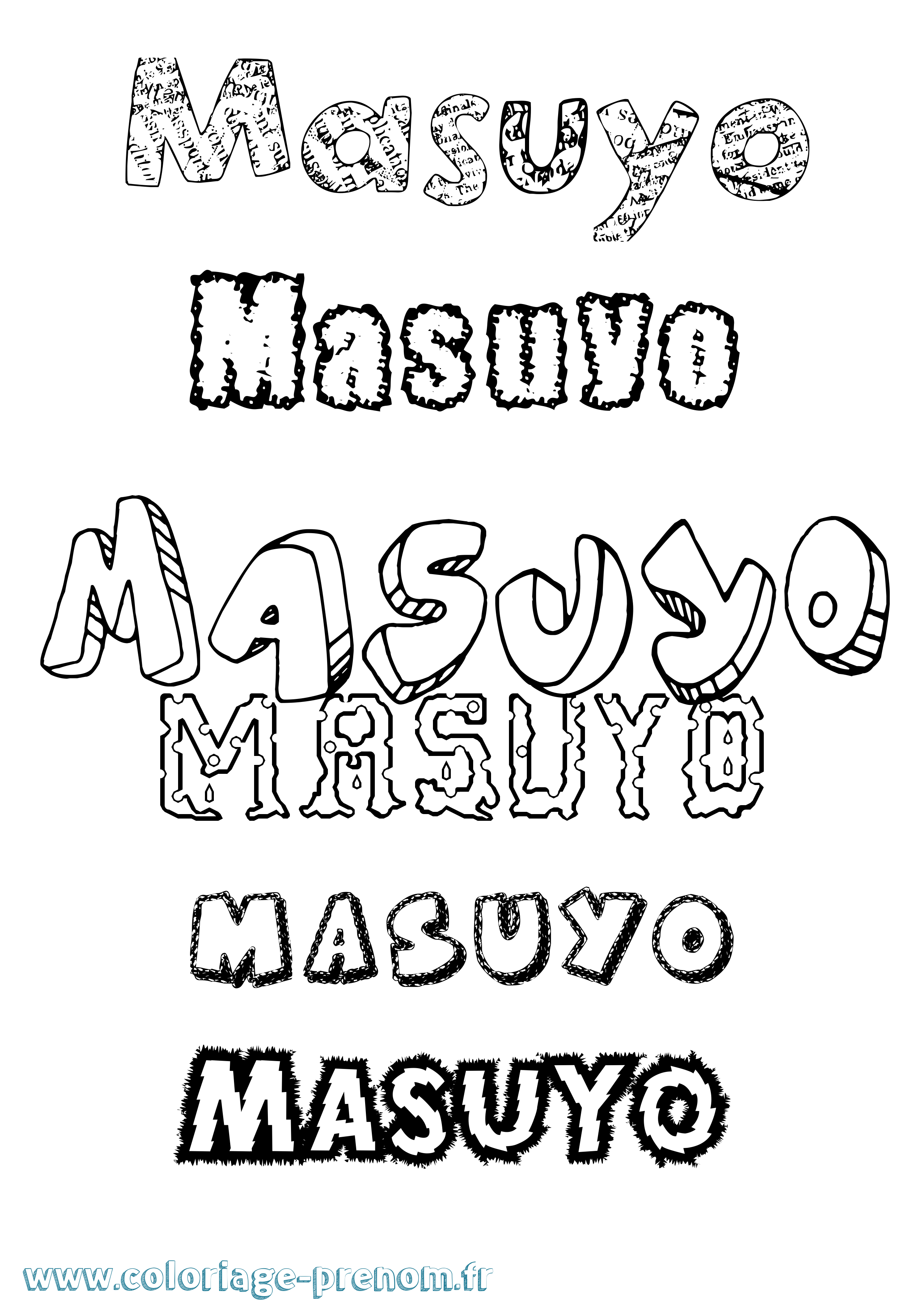 Coloriage Masuyo Destructuré Coloriage prénom Masuyo Destructuré