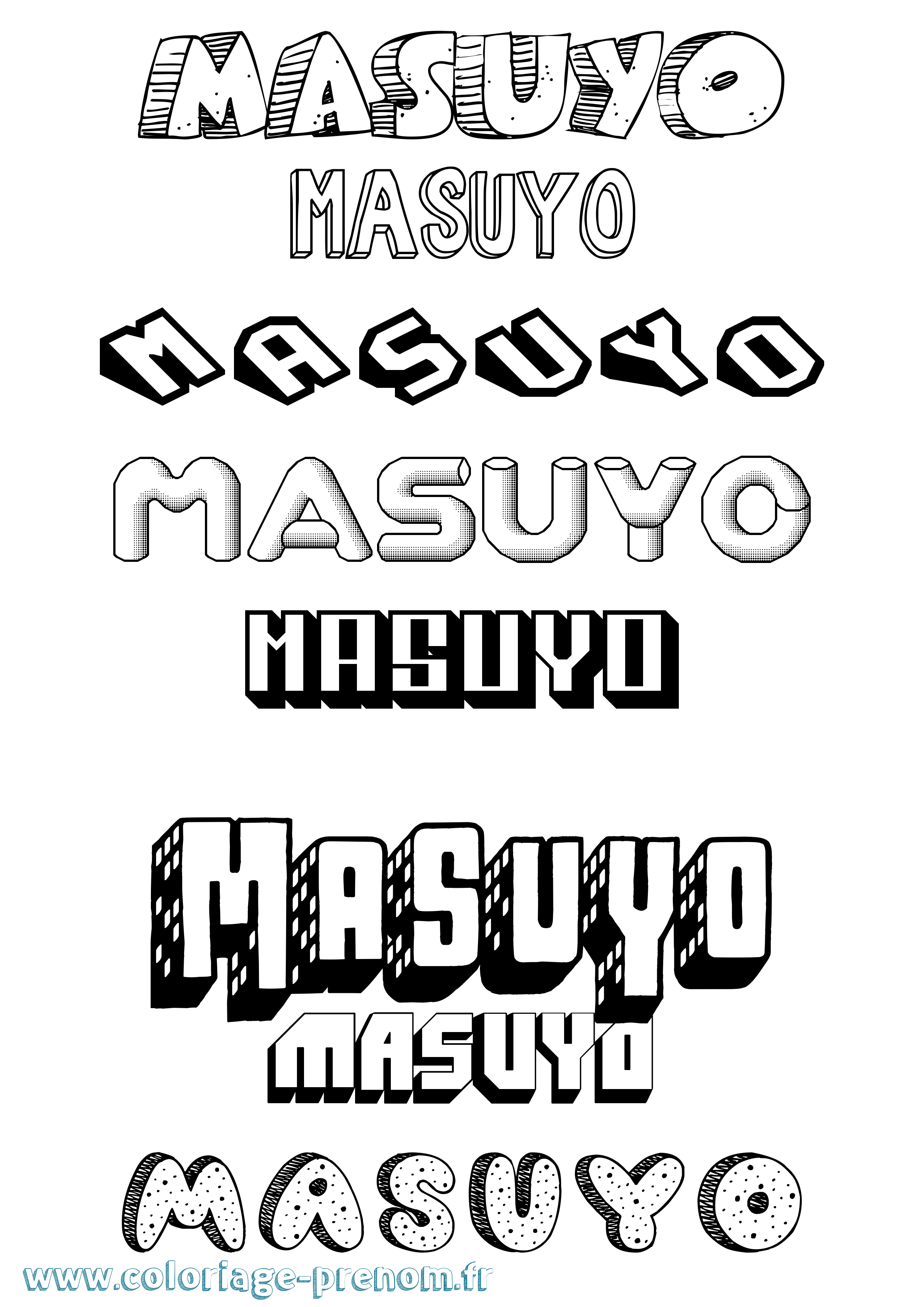 Coloriage Masuyo Effet 3D Coloriage prénom Masuyo Effet 3D