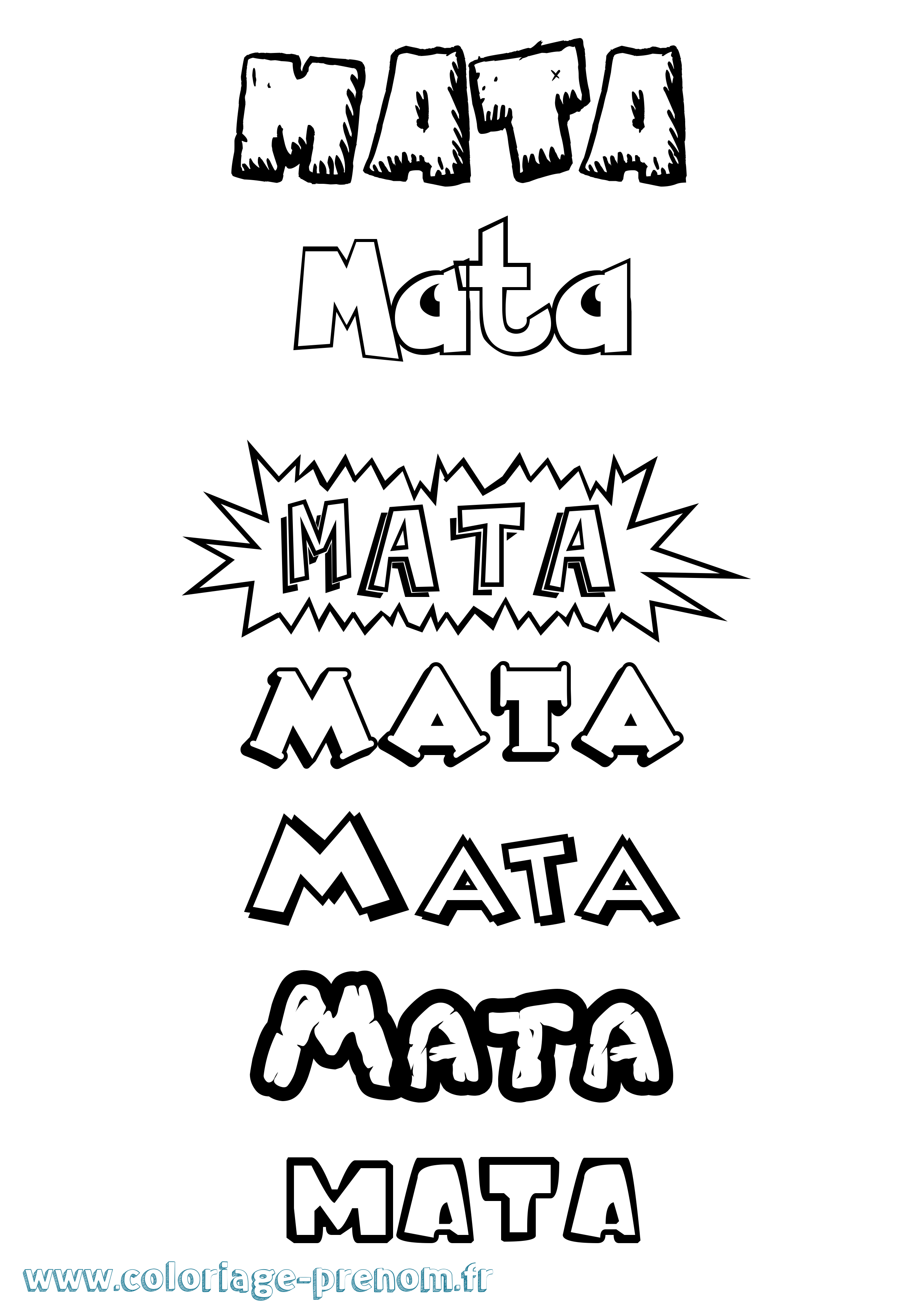 Coloriage Mata Dessin Animé Coloriage prénom Mata Dessin Animé