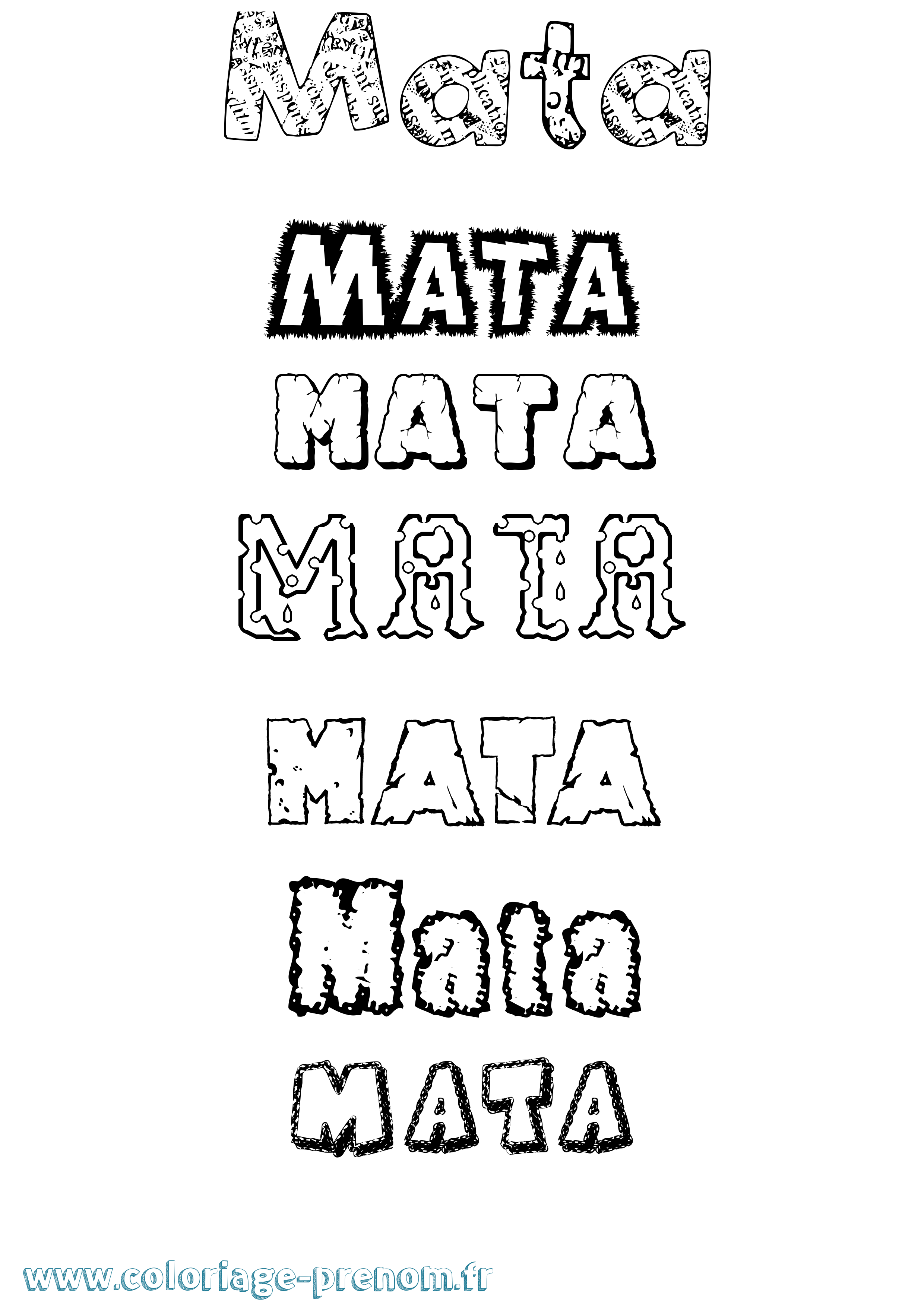 Coloriage Mata Destructuré Coloriage prénom Mata Destructuré