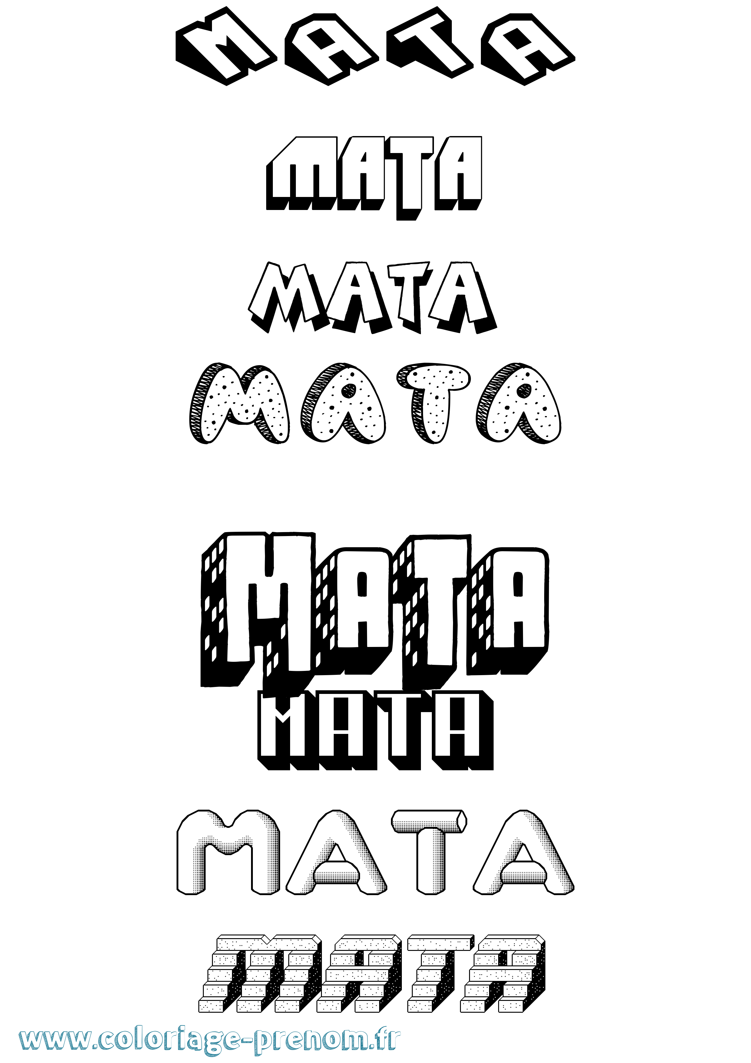 Coloriage Mata Effet 3D Coloriage prénom Mata Effet 3D