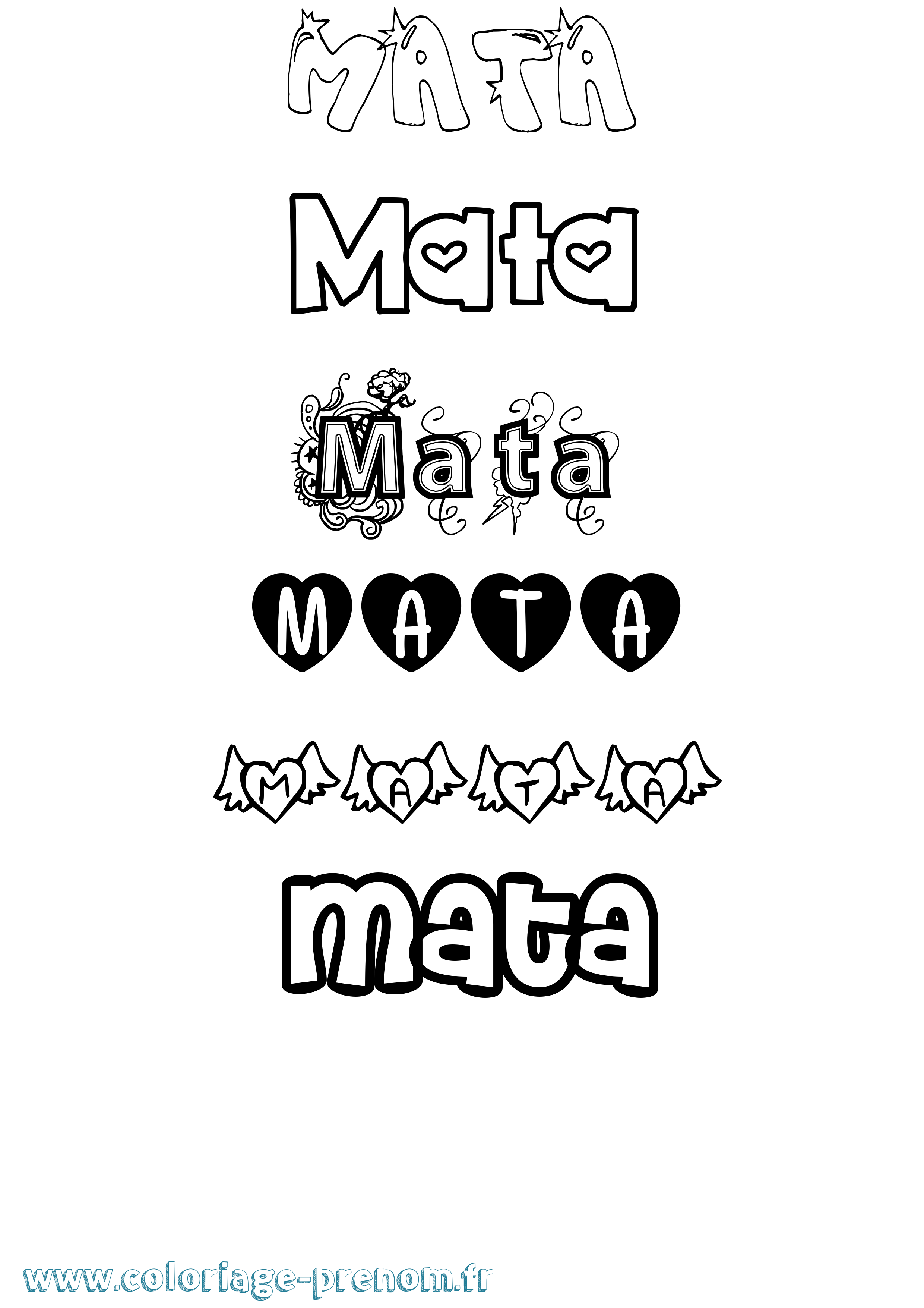 Coloriage Mata Girly Coloriage prénom Mata Girly