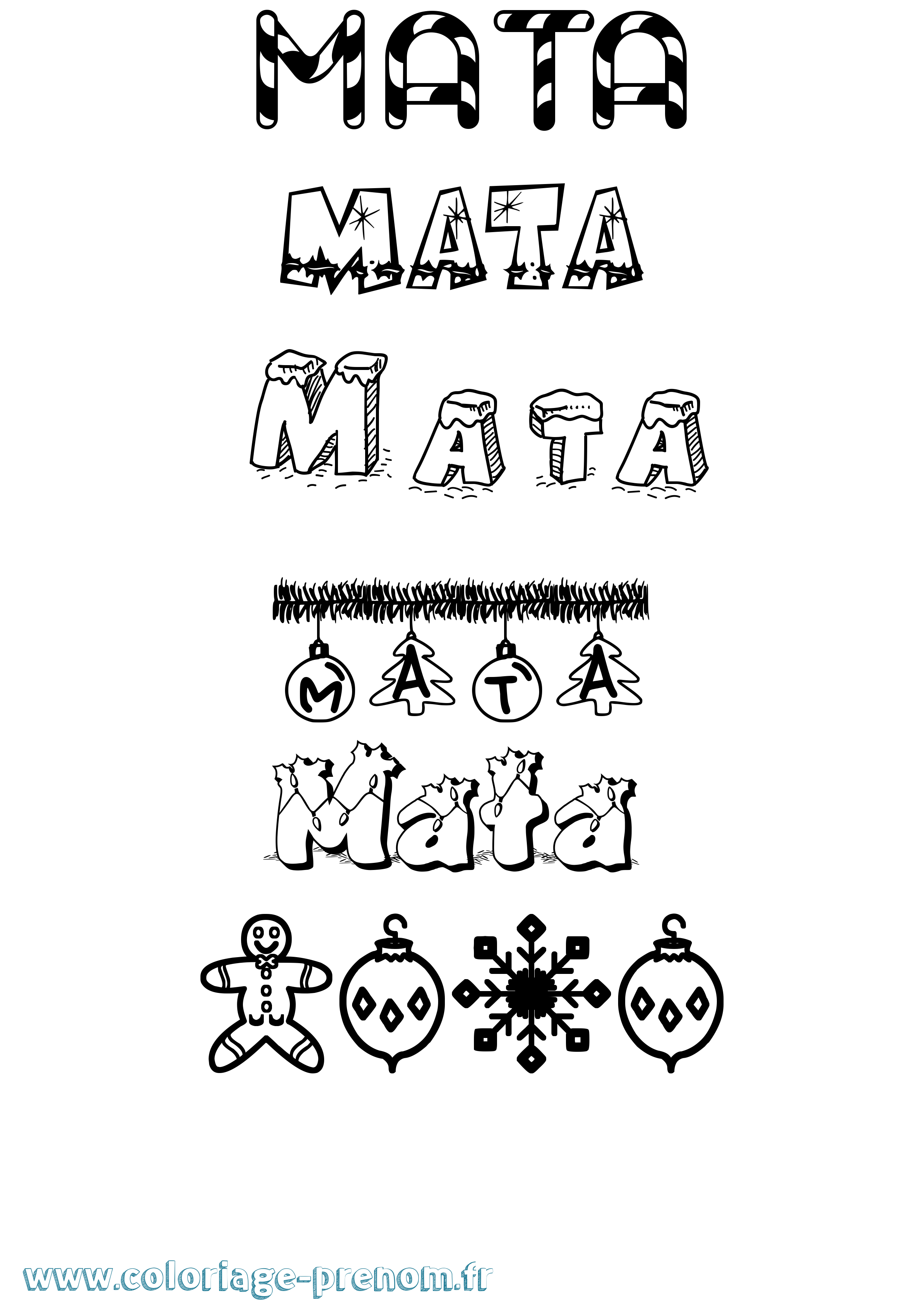 Coloriage Mata Noël Coloriage prénom Mata Noël