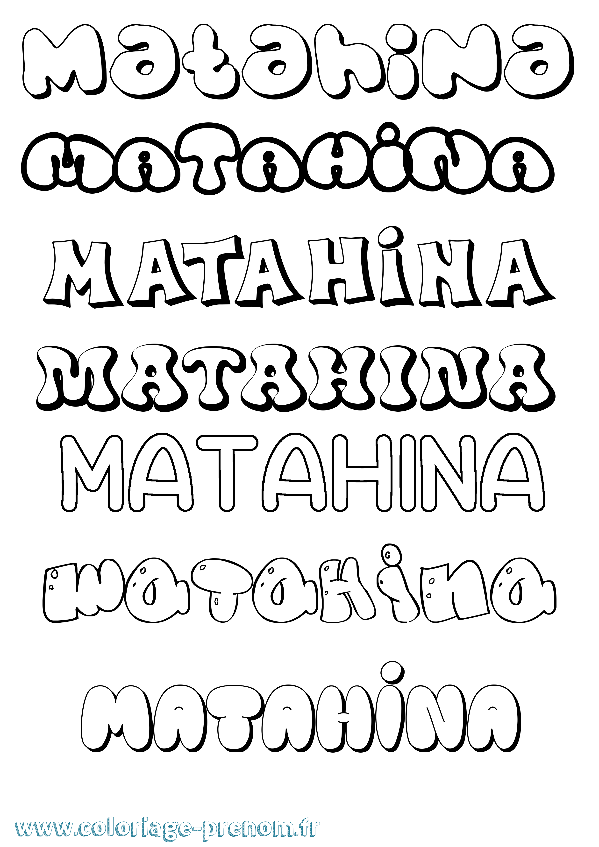 Coloriage Matahina Bubble Coloriage prénom Matahina Bubble