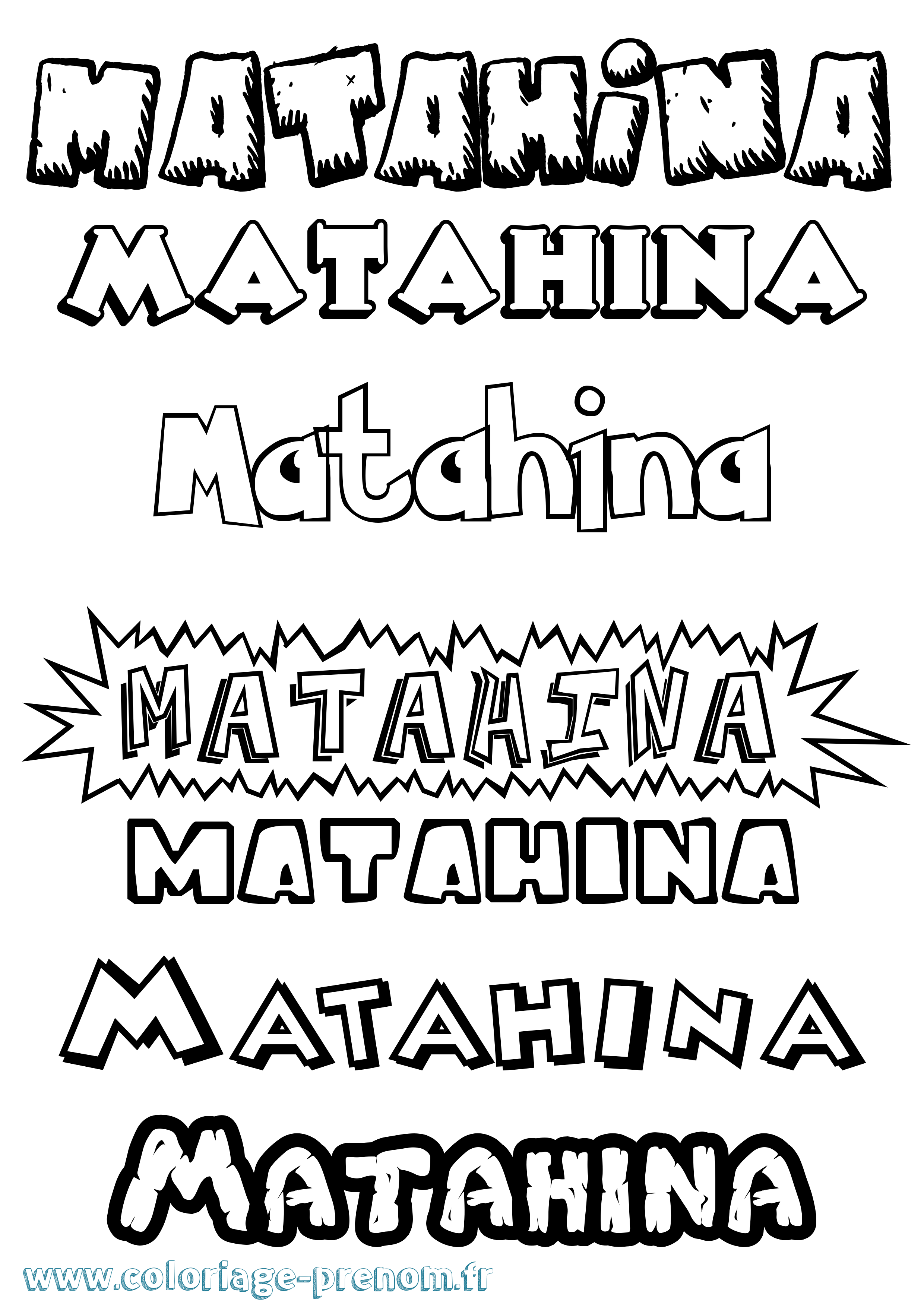 Coloriage Matahina Dessin Animé Coloriage prénom Matahina Dessin Animé