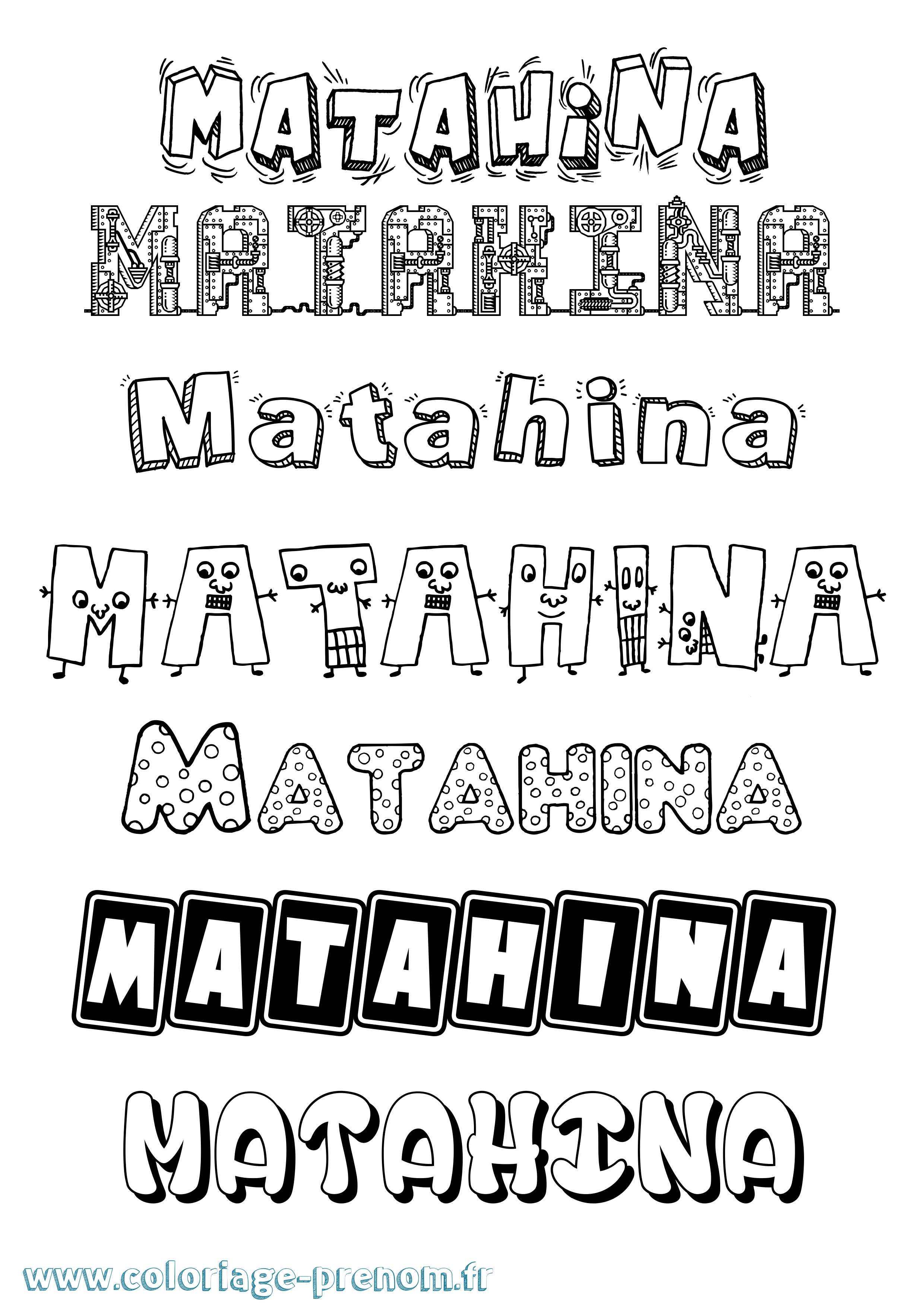 Coloriage Matahina Fun Coloriage prénom Matahina Fun