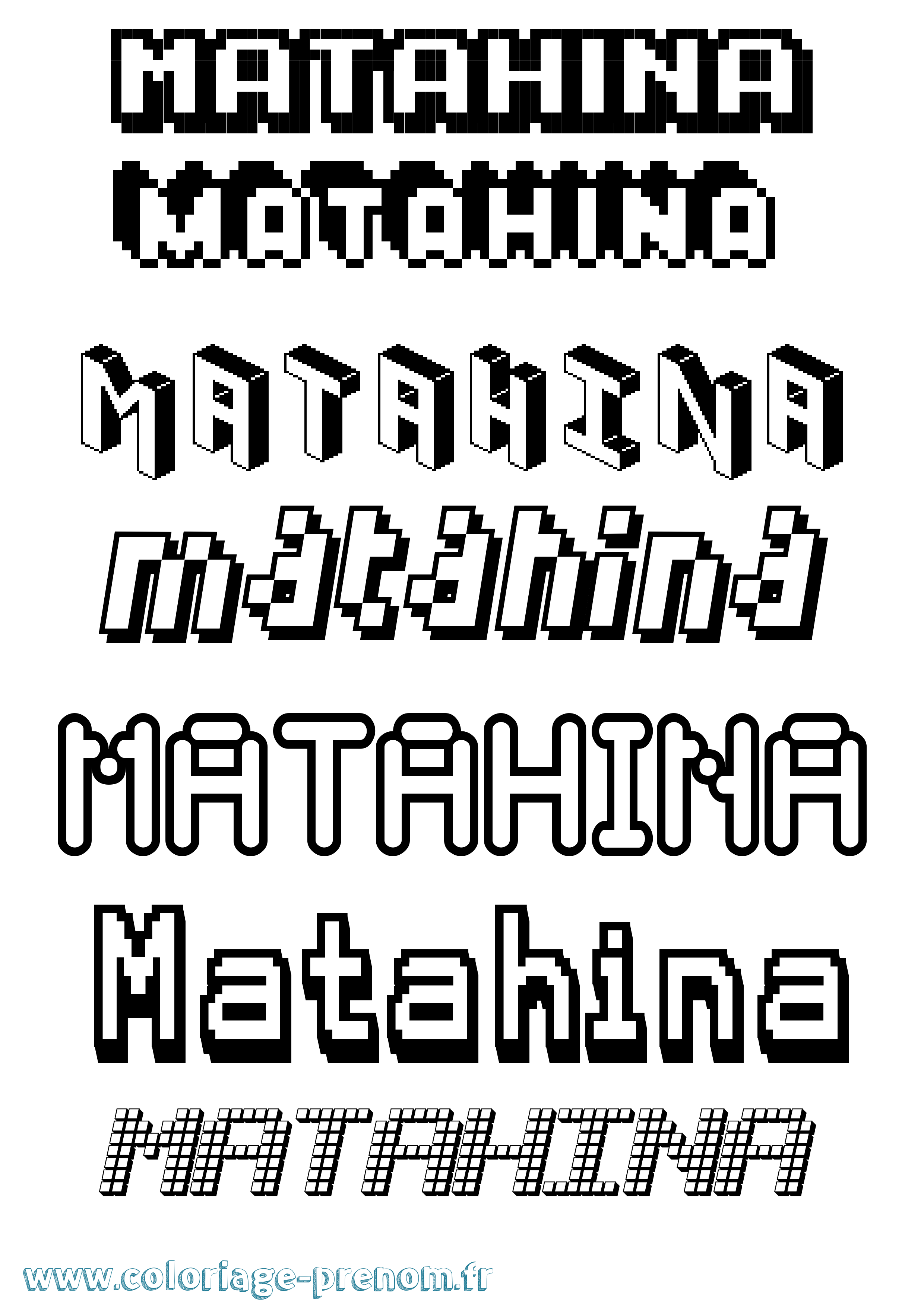 Coloriage Matahina Pixel Coloriage prénom Matahina Pixel