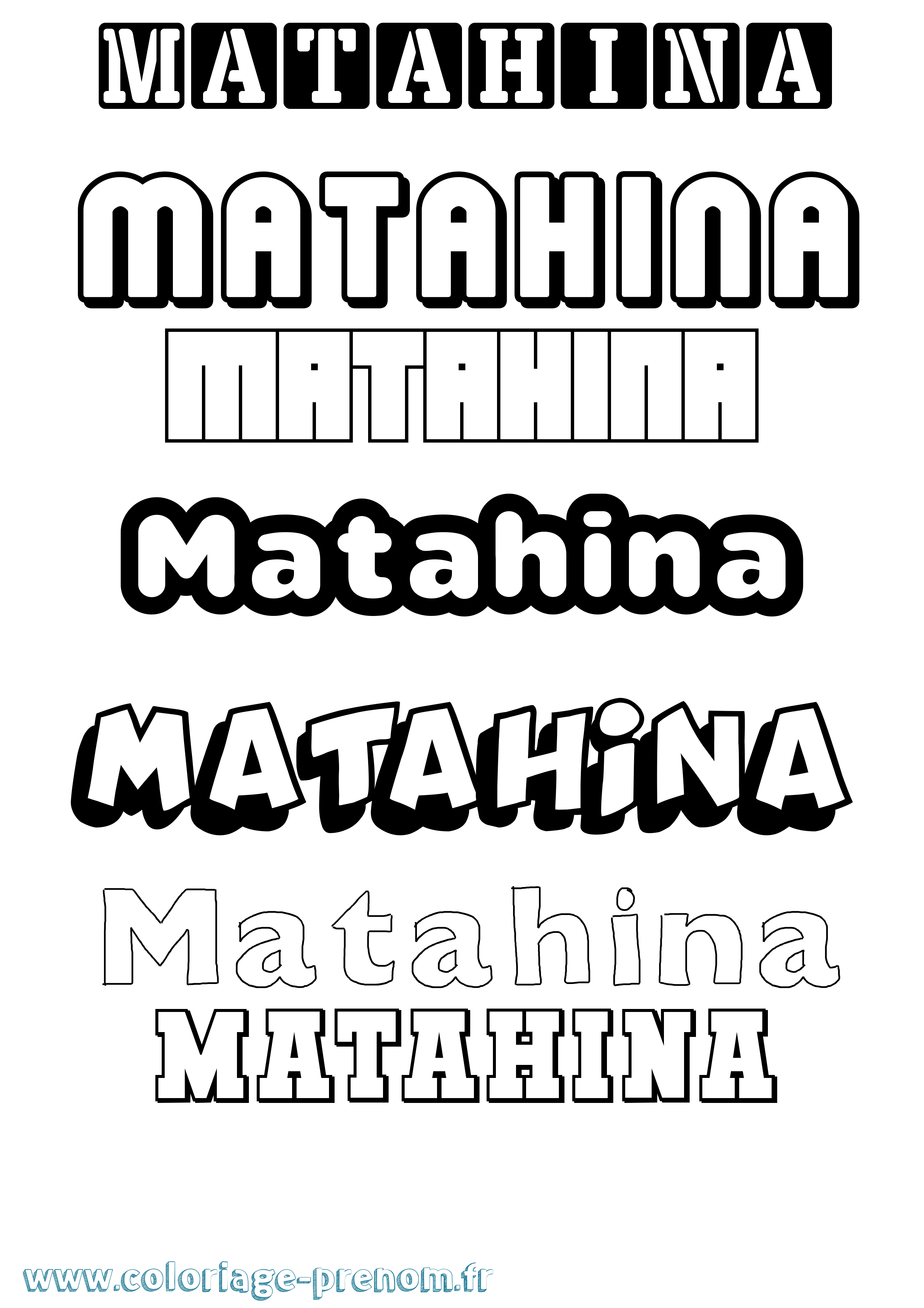 Coloriage Matahina Simple Coloriage prénom Matahina Simple