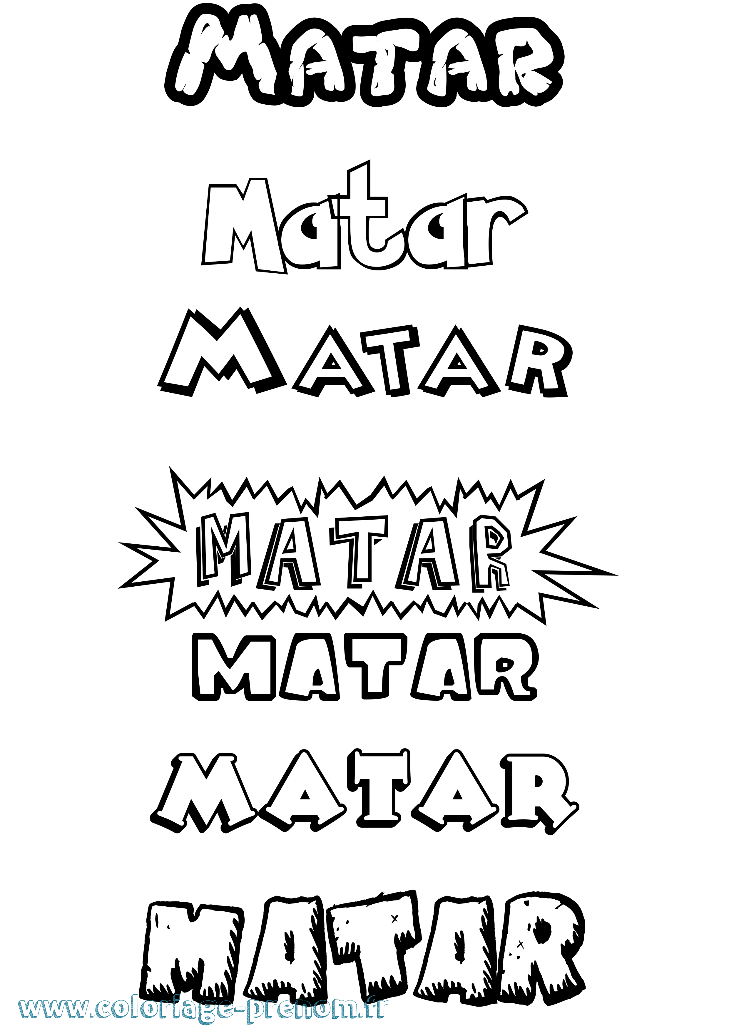 Coloriage Matar Dessin Animé Coloriage prénom Matar Dessin Animé