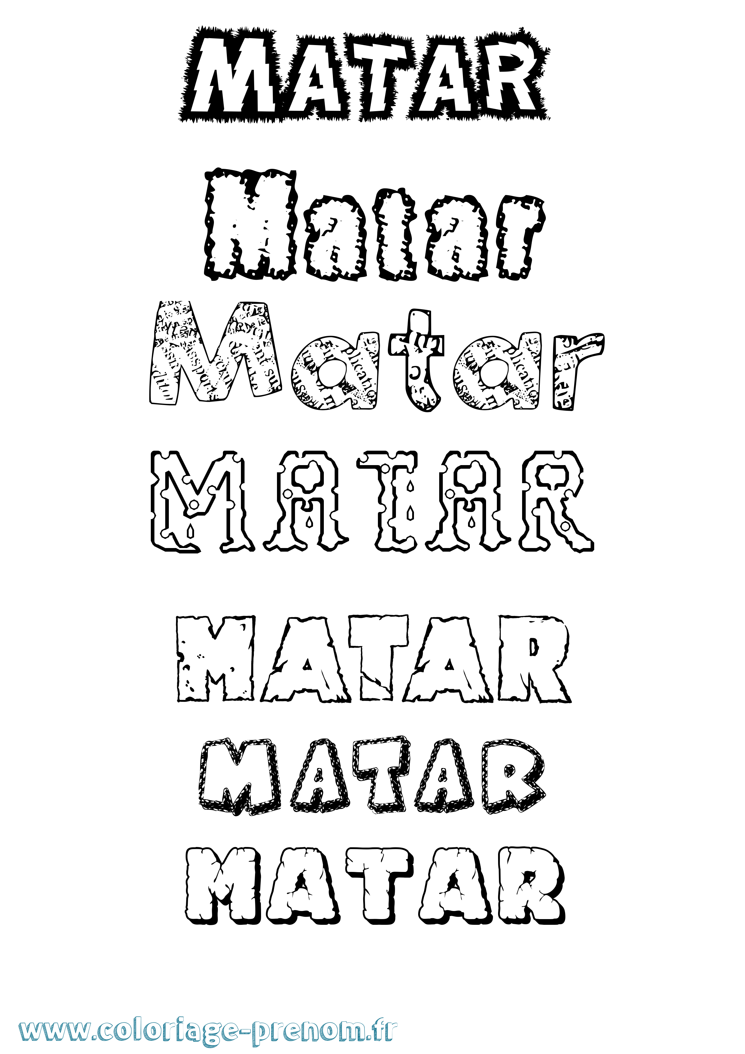 Coloriage Matar Destructuré Coloriage prénom Matar Destructuré