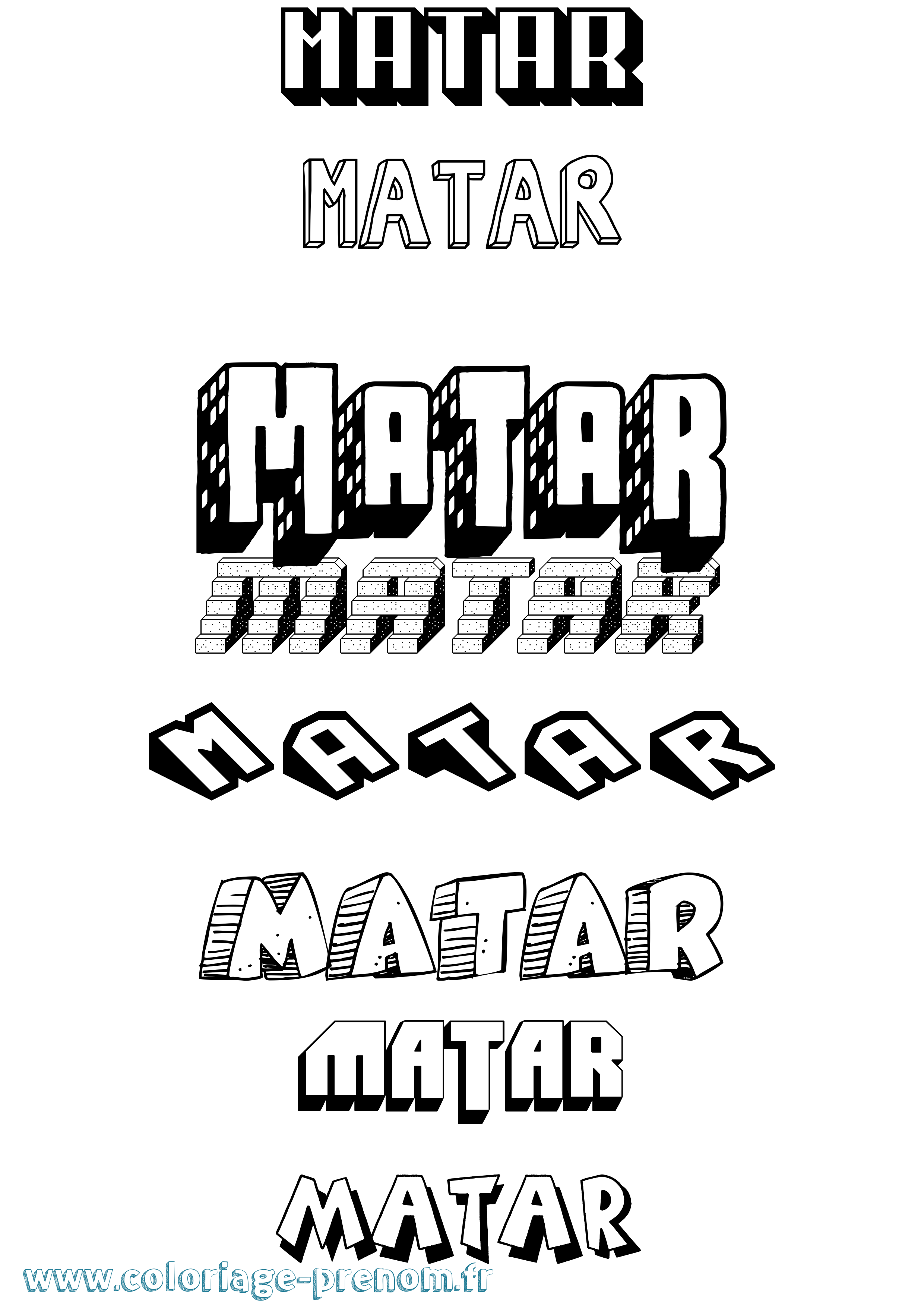 Coloriage Matar Effet 3D Coloriage prénom Matar Effet 3D