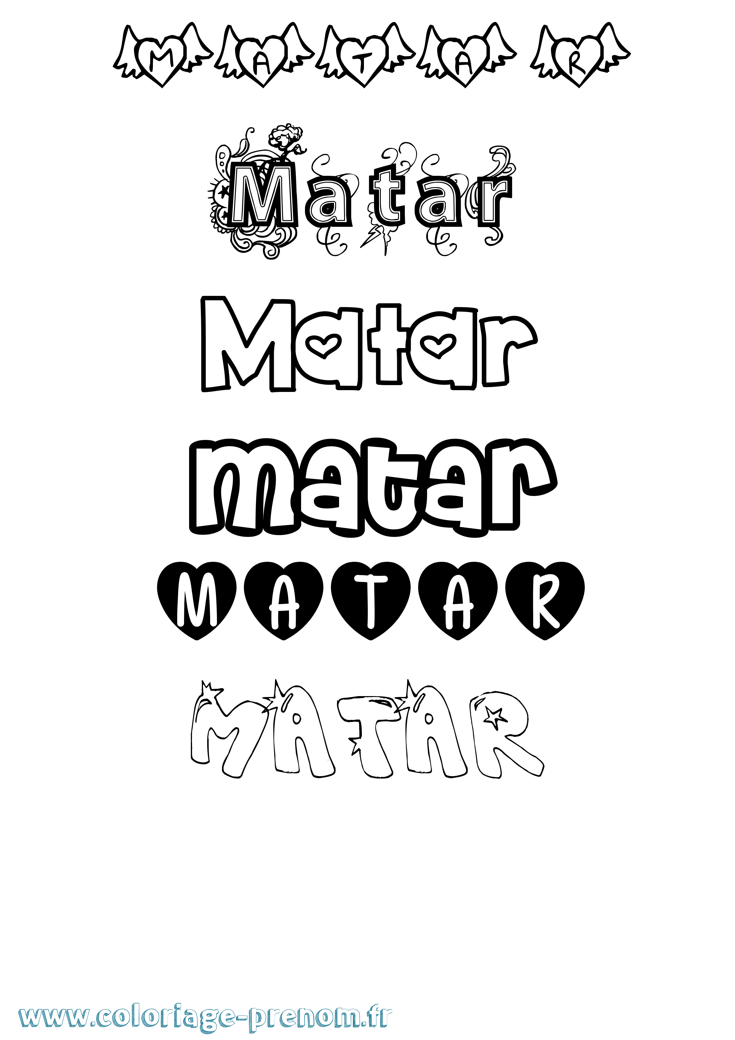 Coloriage Matar Girly Coloriage prénom Matar Girly