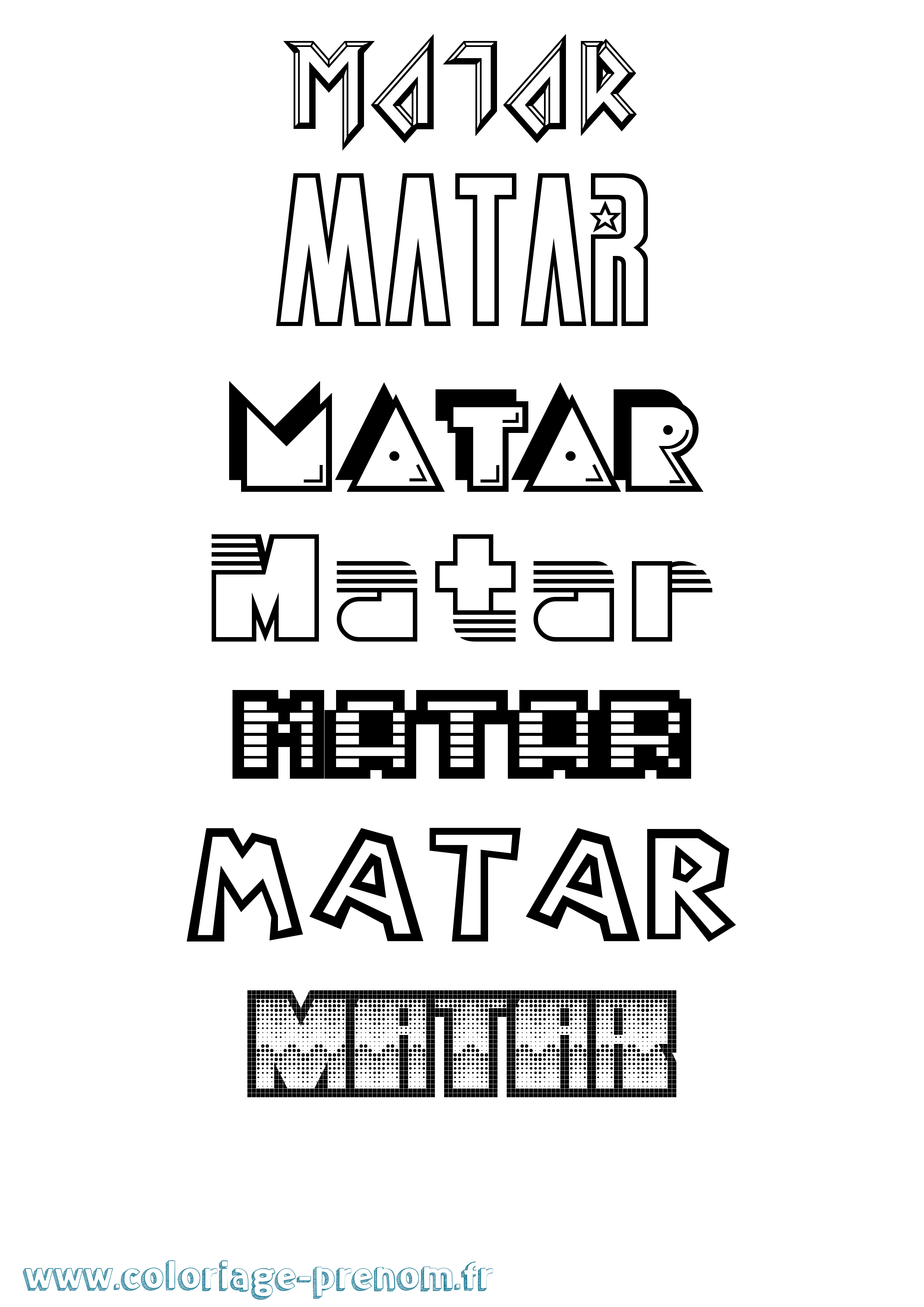 Coloriage Matar Jeux Vidéos Coloriage prénom Matar Jeux Vidéos
