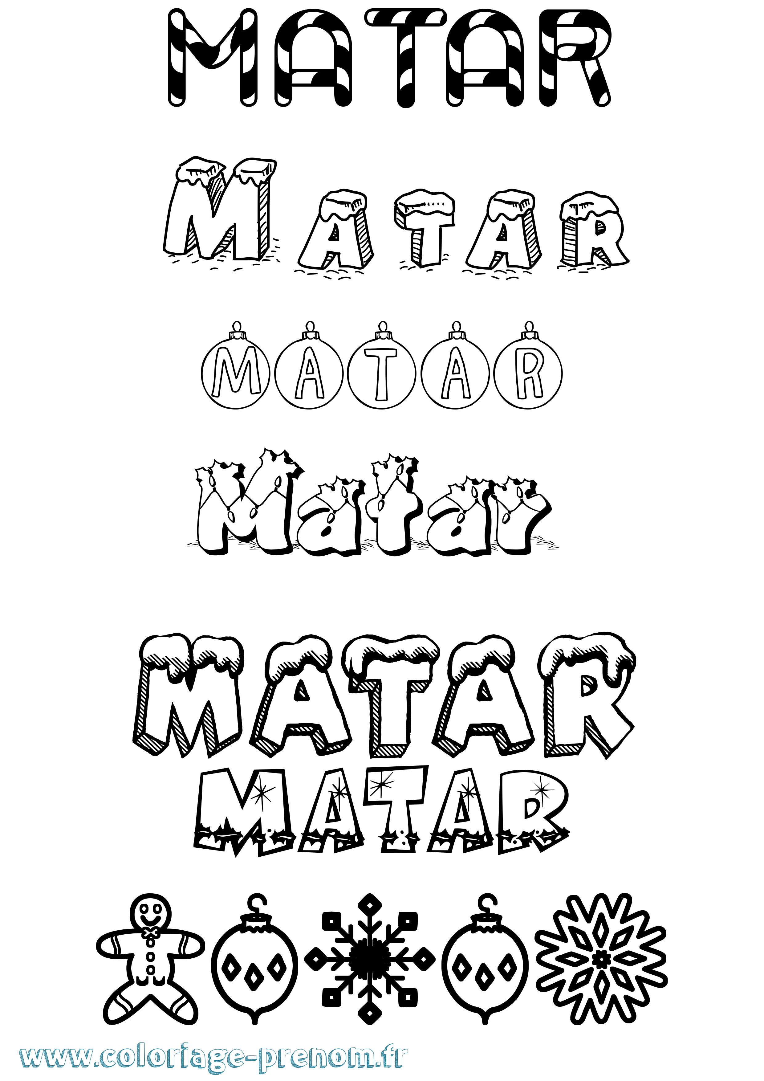 Coloriage Matar Noël Coloriage prénom Matar Noël