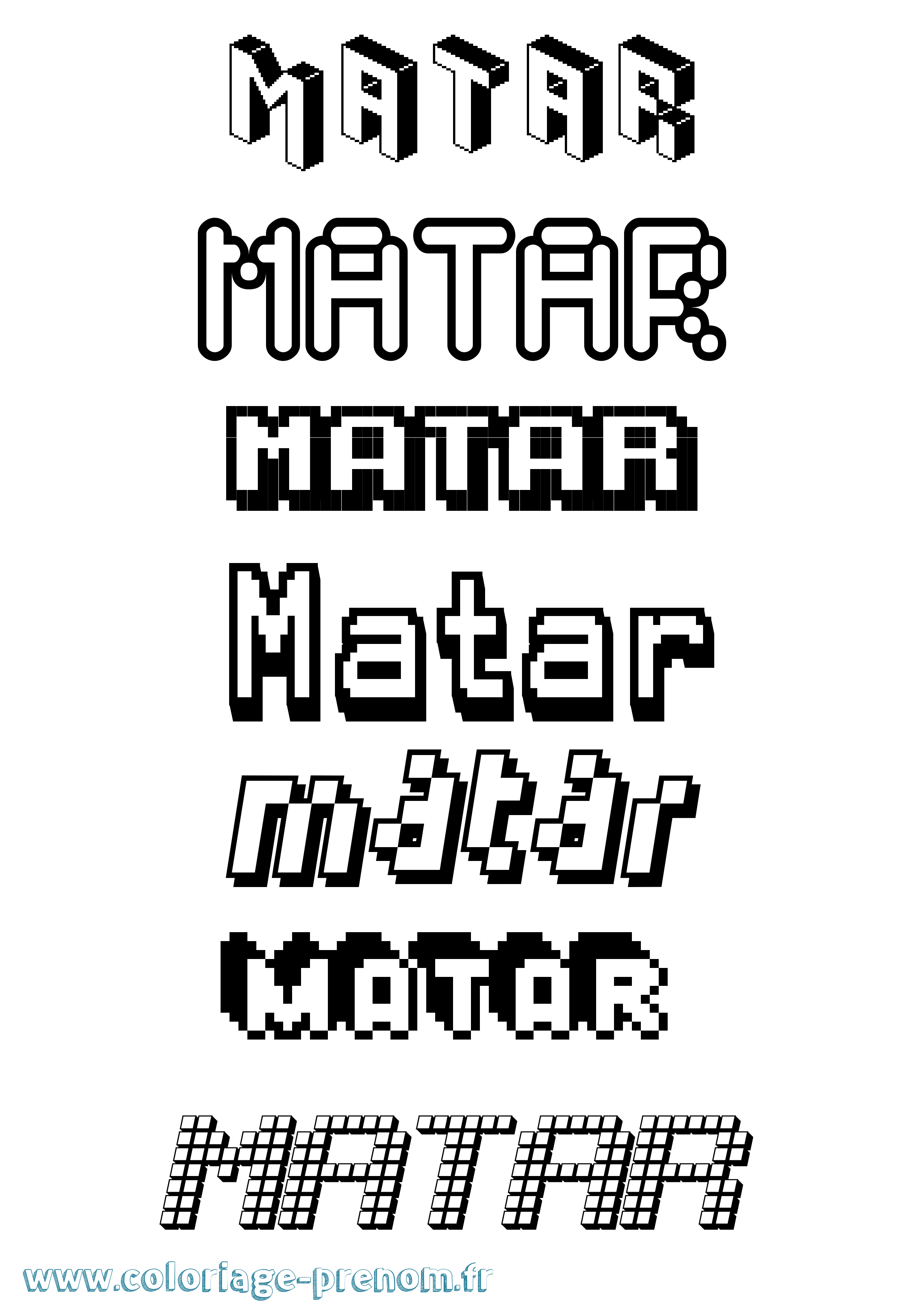 Coloriage Matar Pixel Coloriage prénom Matar Pixel