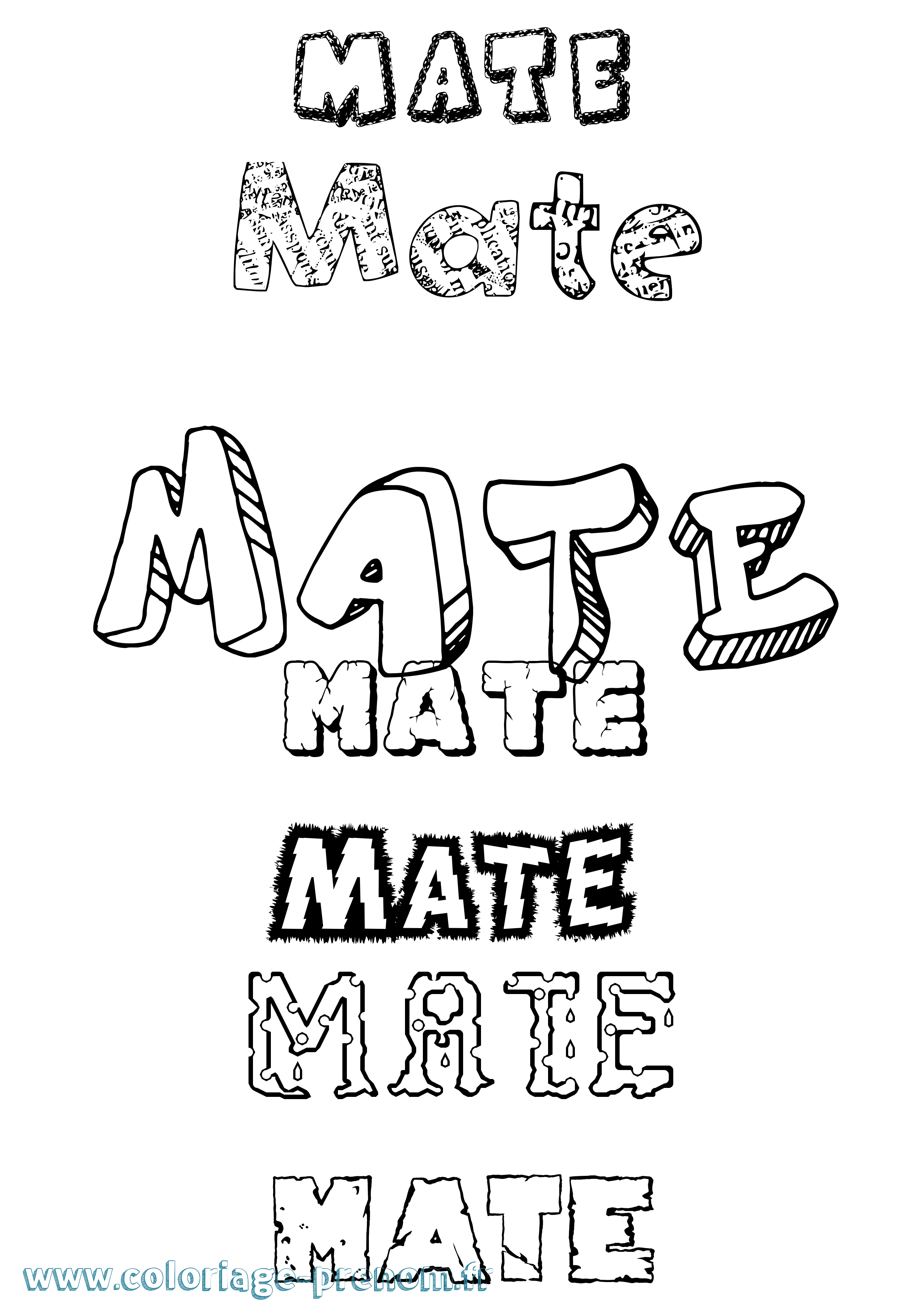 Coloriage Máté Destructuré Coloriage prénom Máté Destructuré