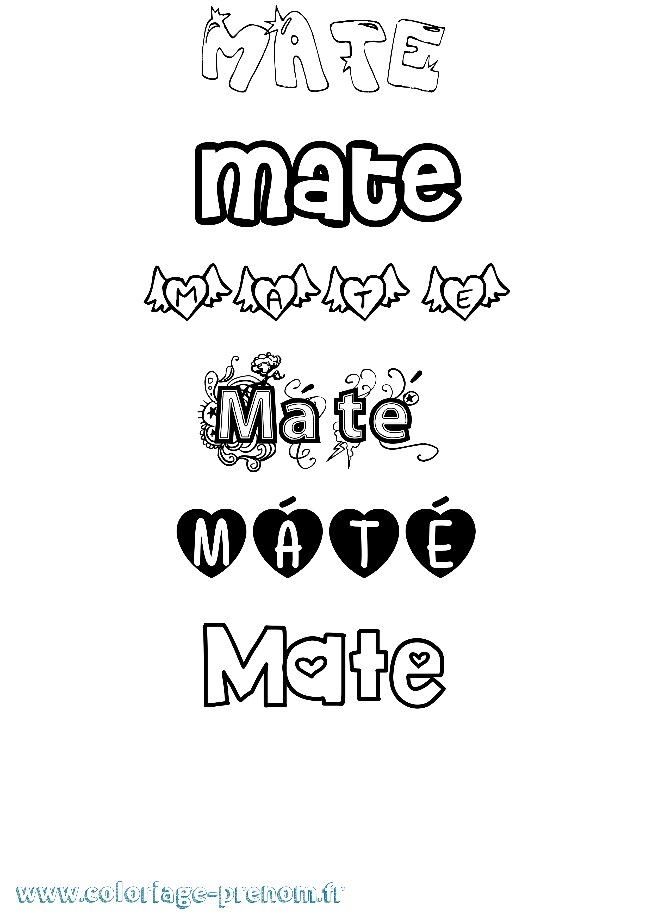 Coloriage Máté Girly Coloriage prénom Máté Girly