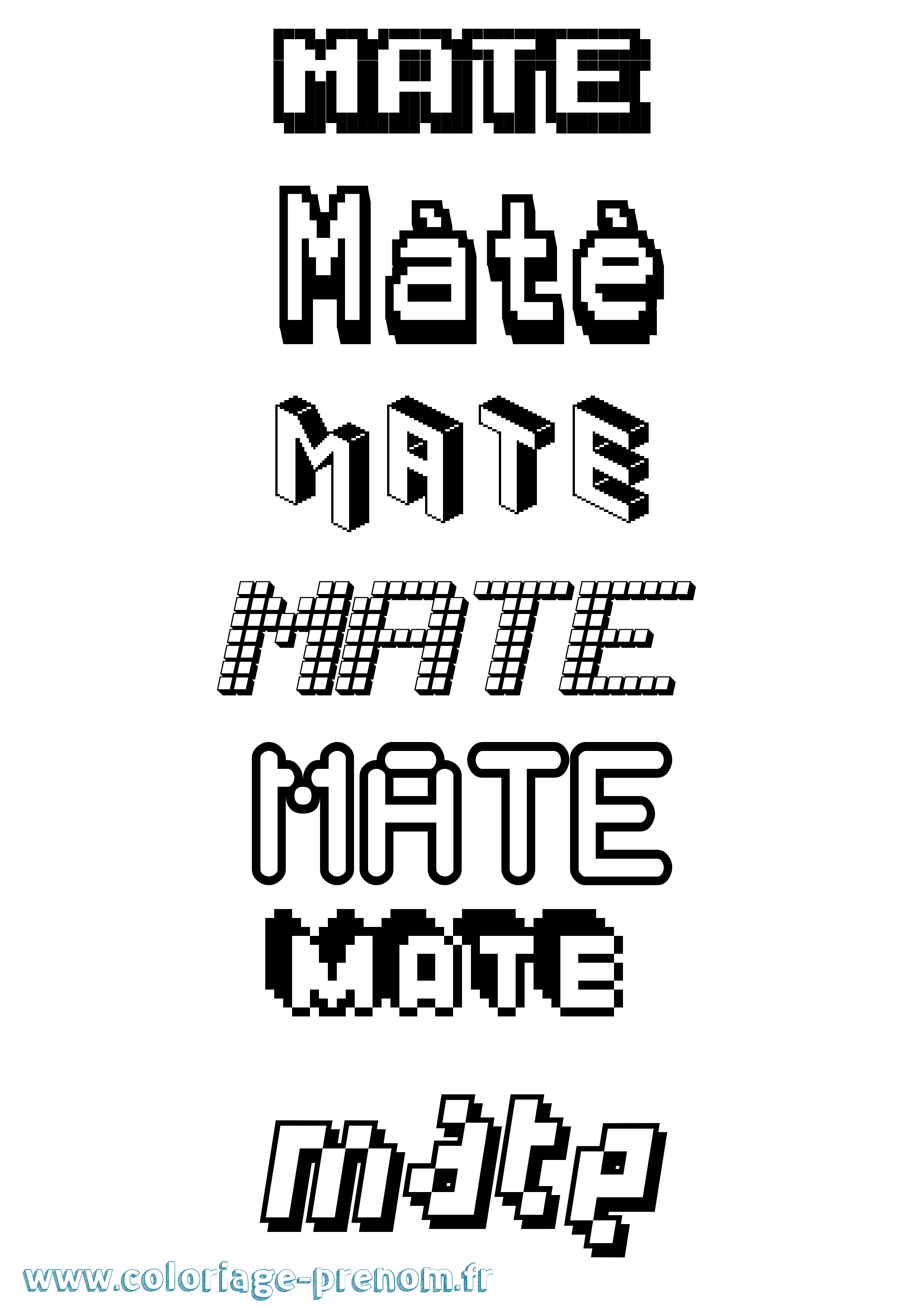 Coloriage Máté Pixel Coloriage prénom Máté Pixel
