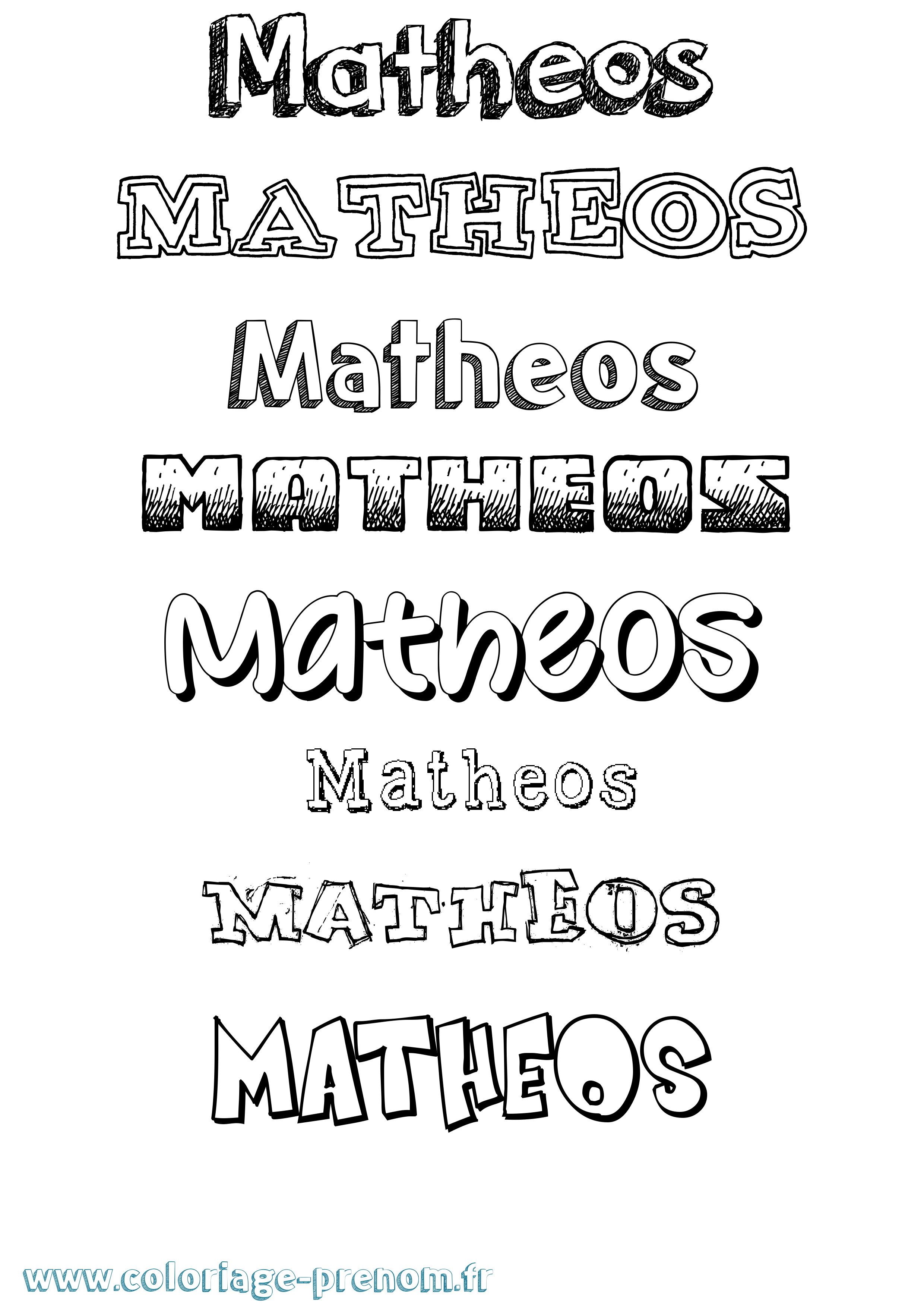 Coloriage Matheos Dessiné Coloriage prénom Matheos Dessiné