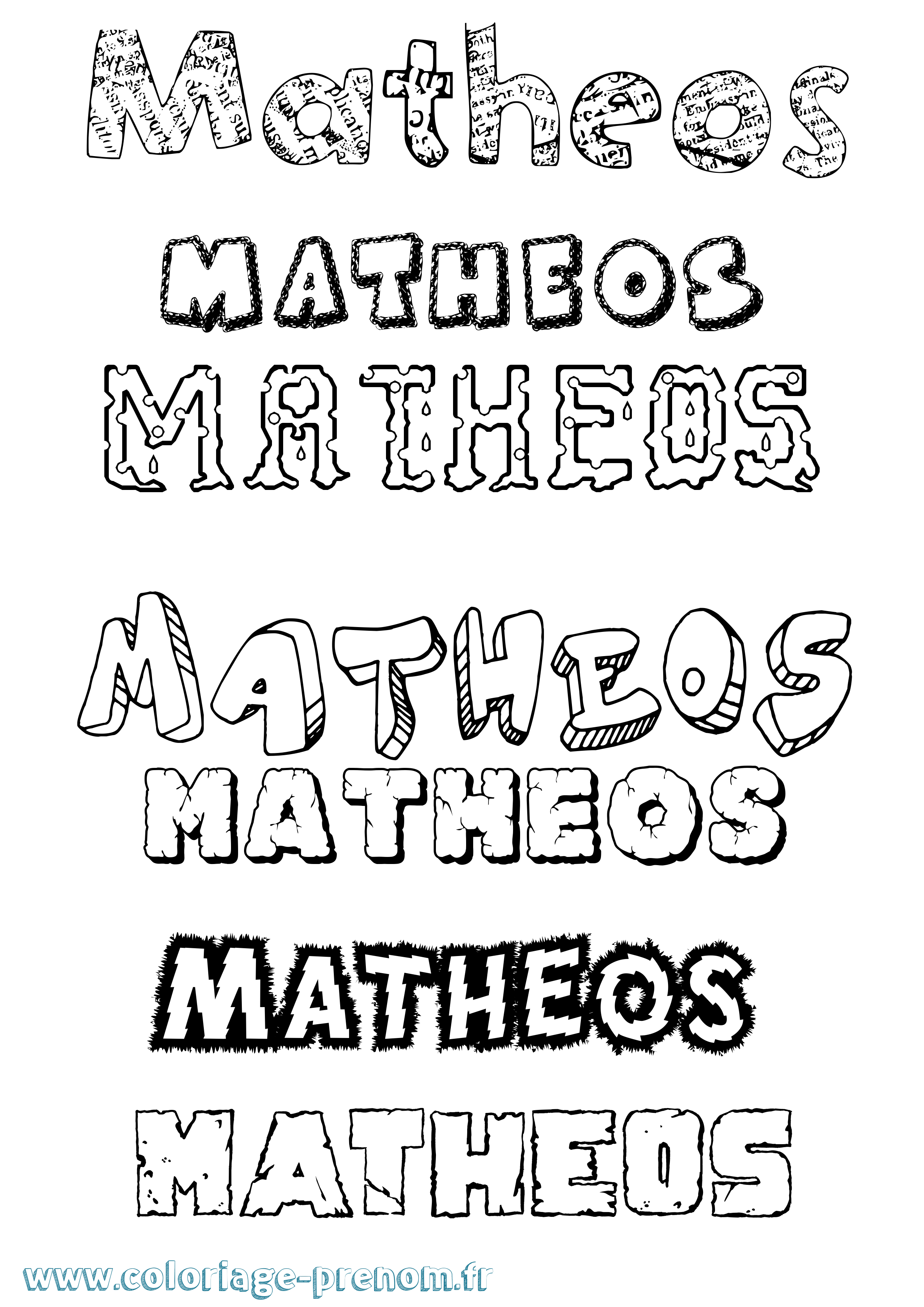 Coloriage Matheos Destructuré Coloriage prénom Matheos Destructuré