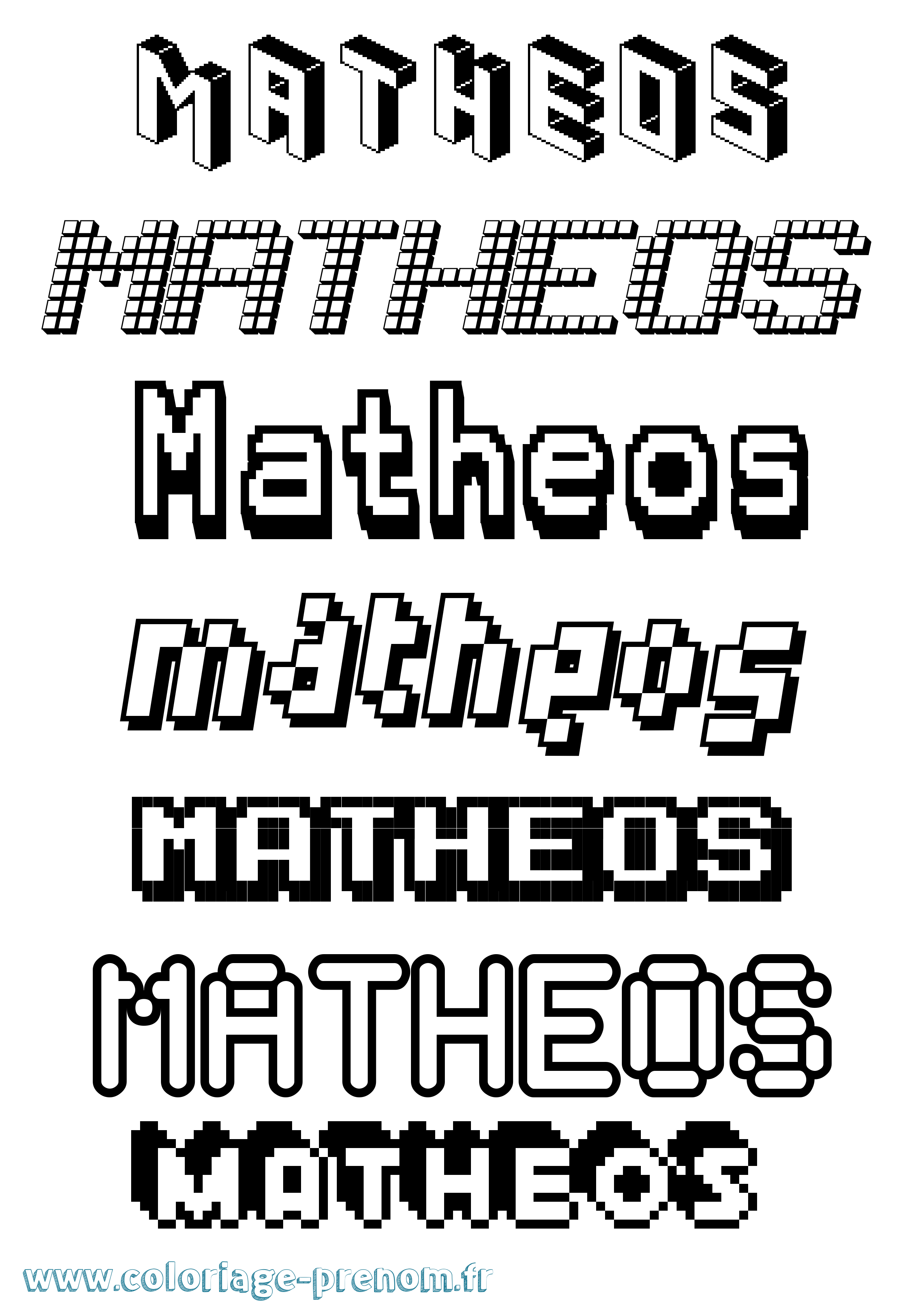 Coloriage Matheos Pixel Coloriage prénom Matheos Pixel
