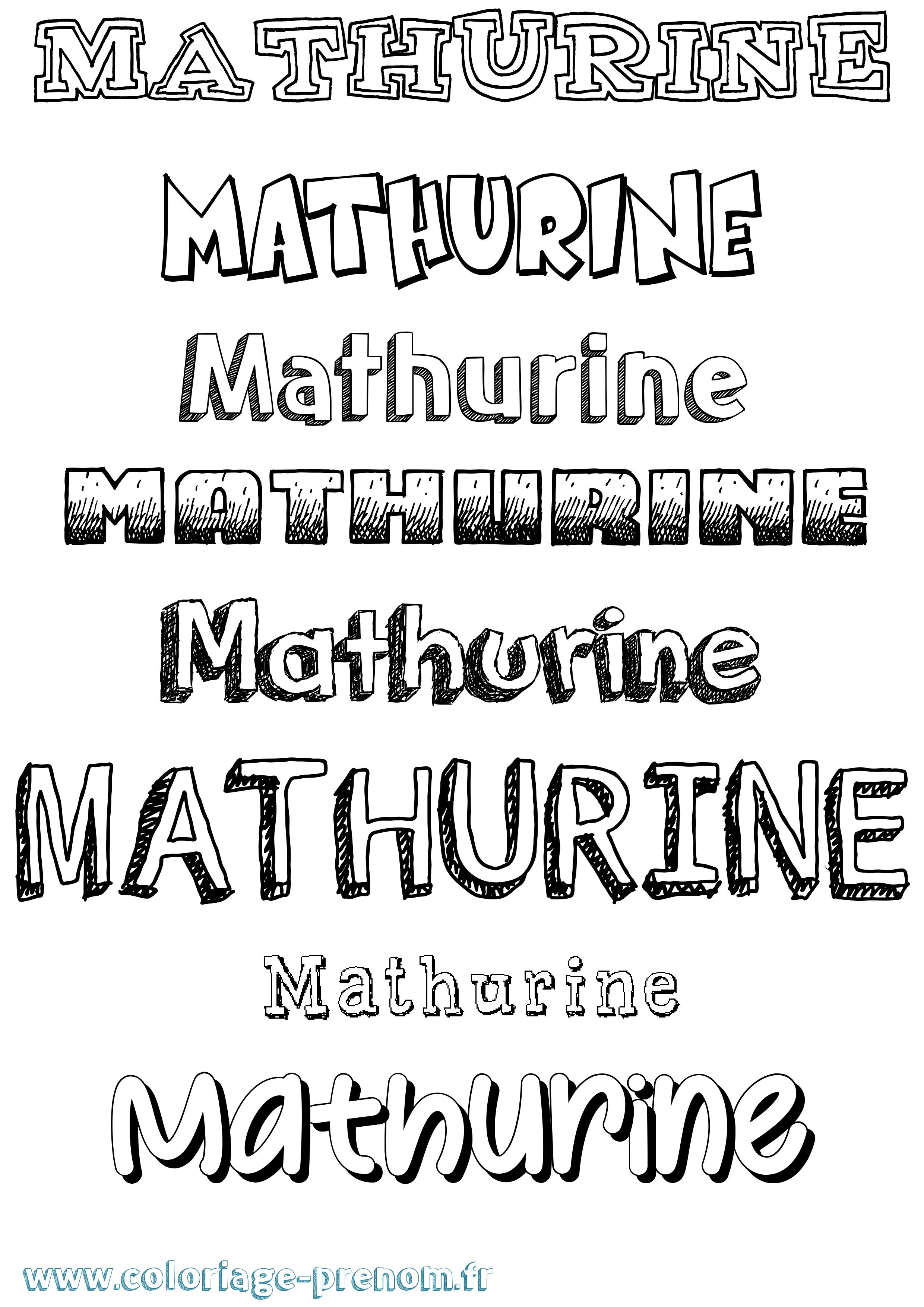 Coloriage Mathurine Dessiné Coloriage prénom Mathurine Dessiné