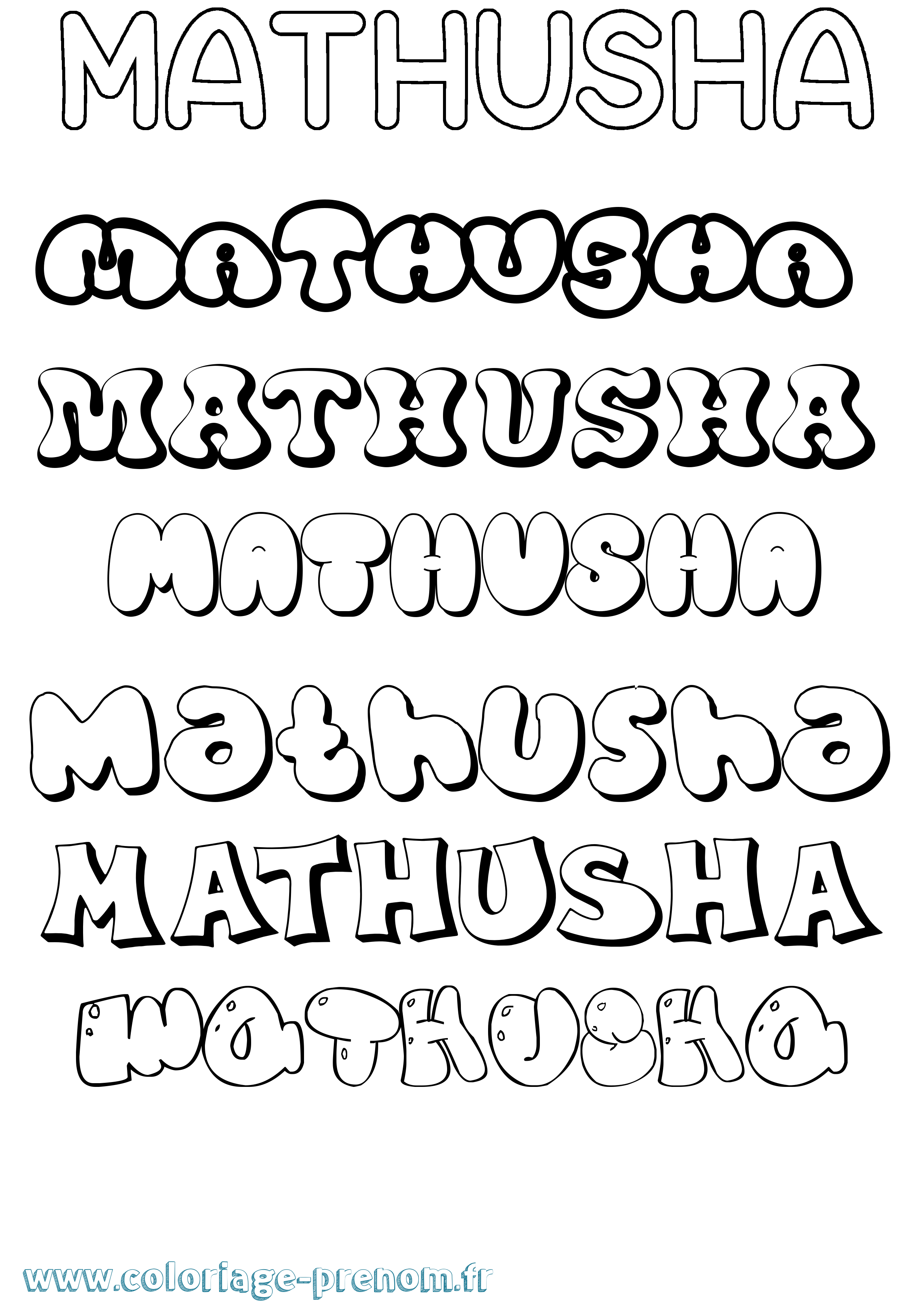 Coloriage Mathusha Bubble Coloriage prénom Mathusha Bubble