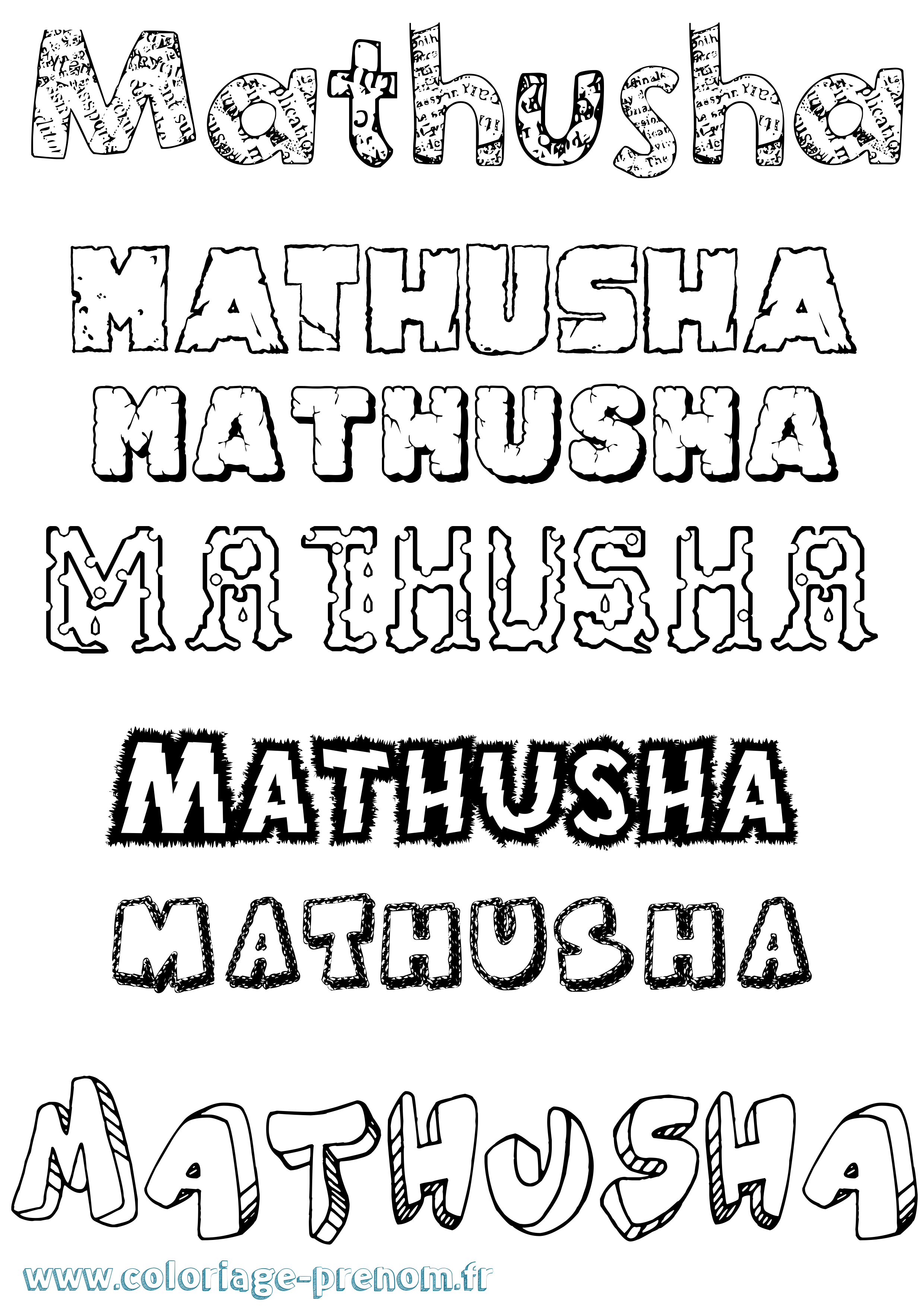 Coloriage Mathusha Destructuré Coloriage prénom Mathusha Destructuré