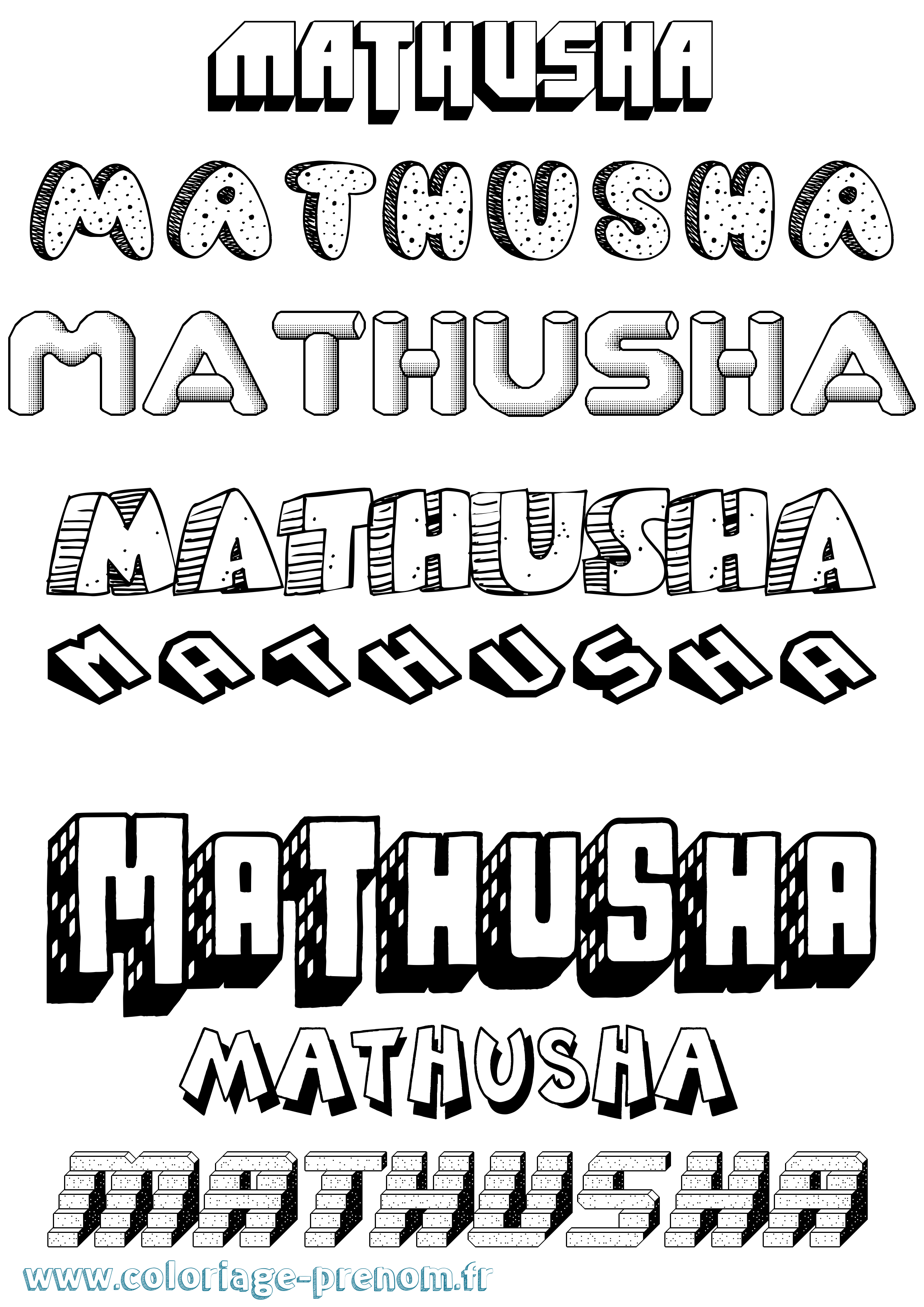 Coloriage Mathusha Effet 3D Coloriage prénom Mathusha Effet 3D