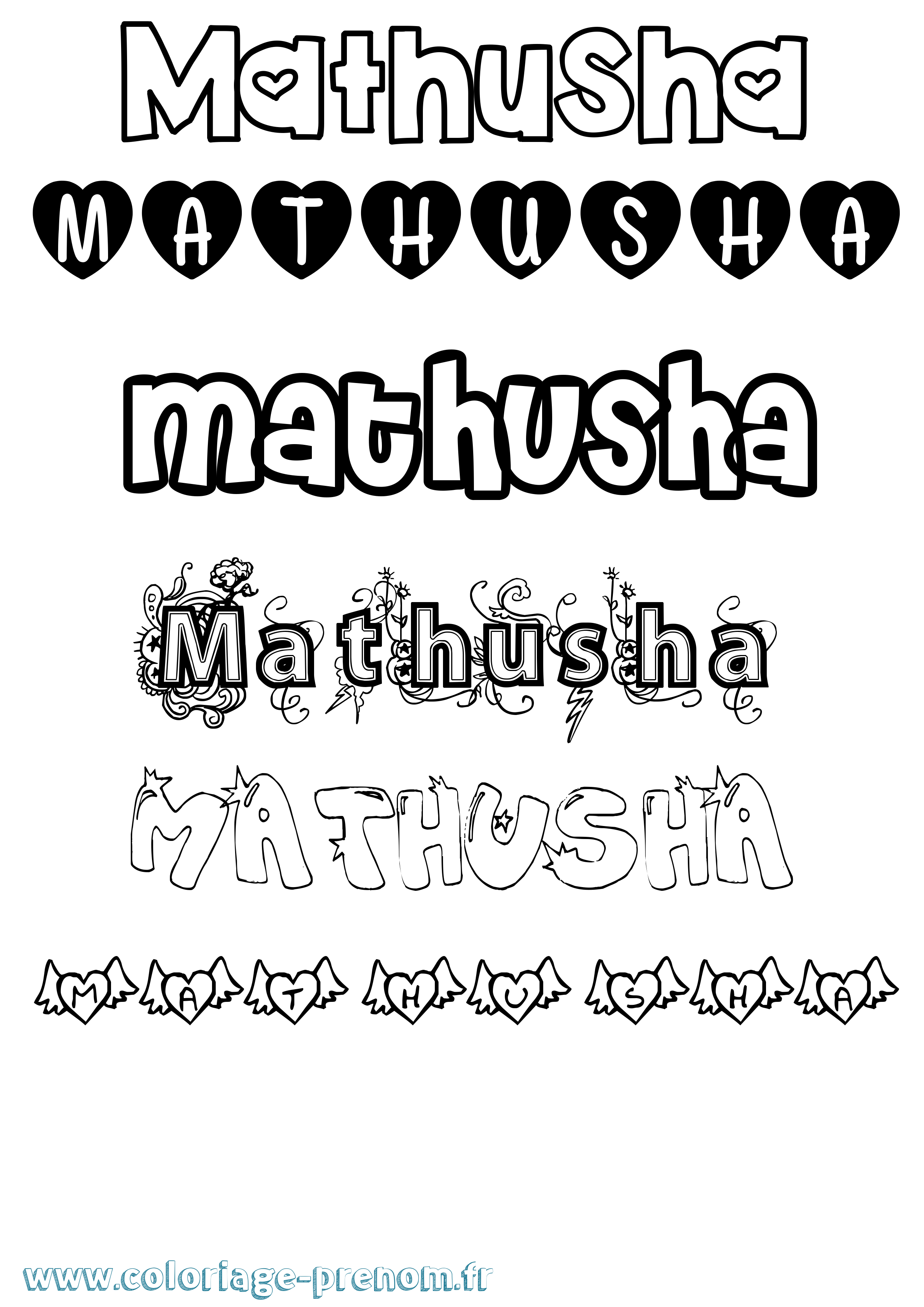 Coloriage Mathusha Girly Coloriage prénom Mathusha Girly