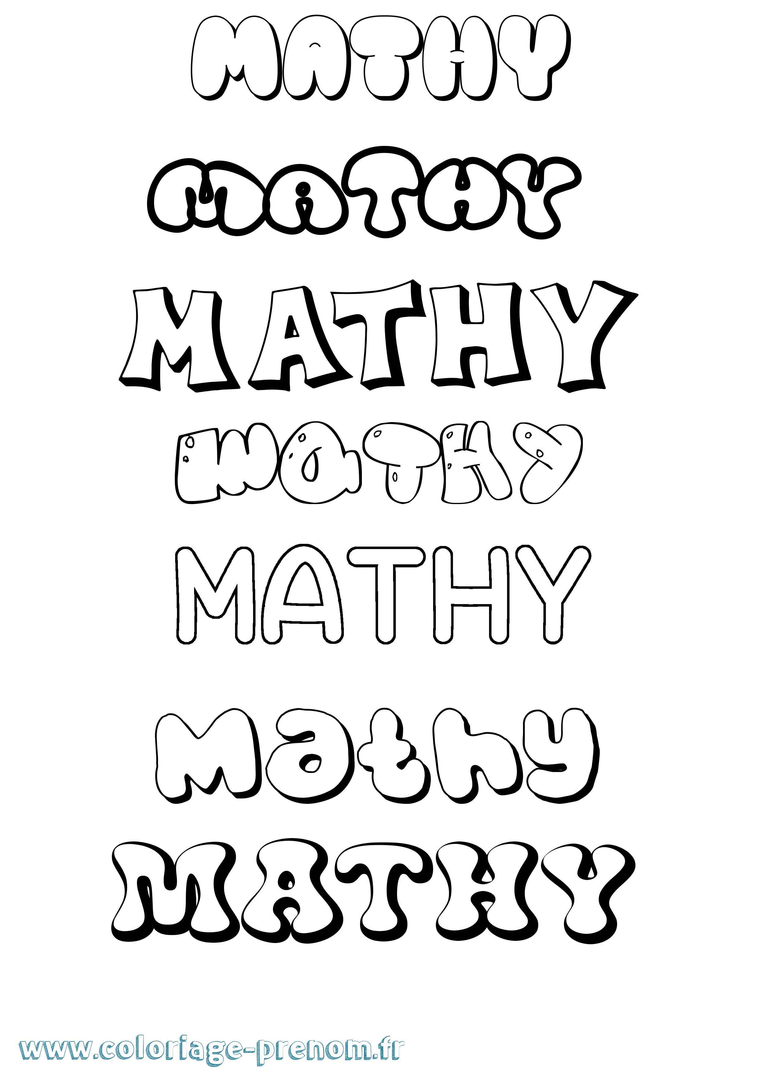 Coloriage Mathy Bubble Coloriage prénom Mathy Bubble