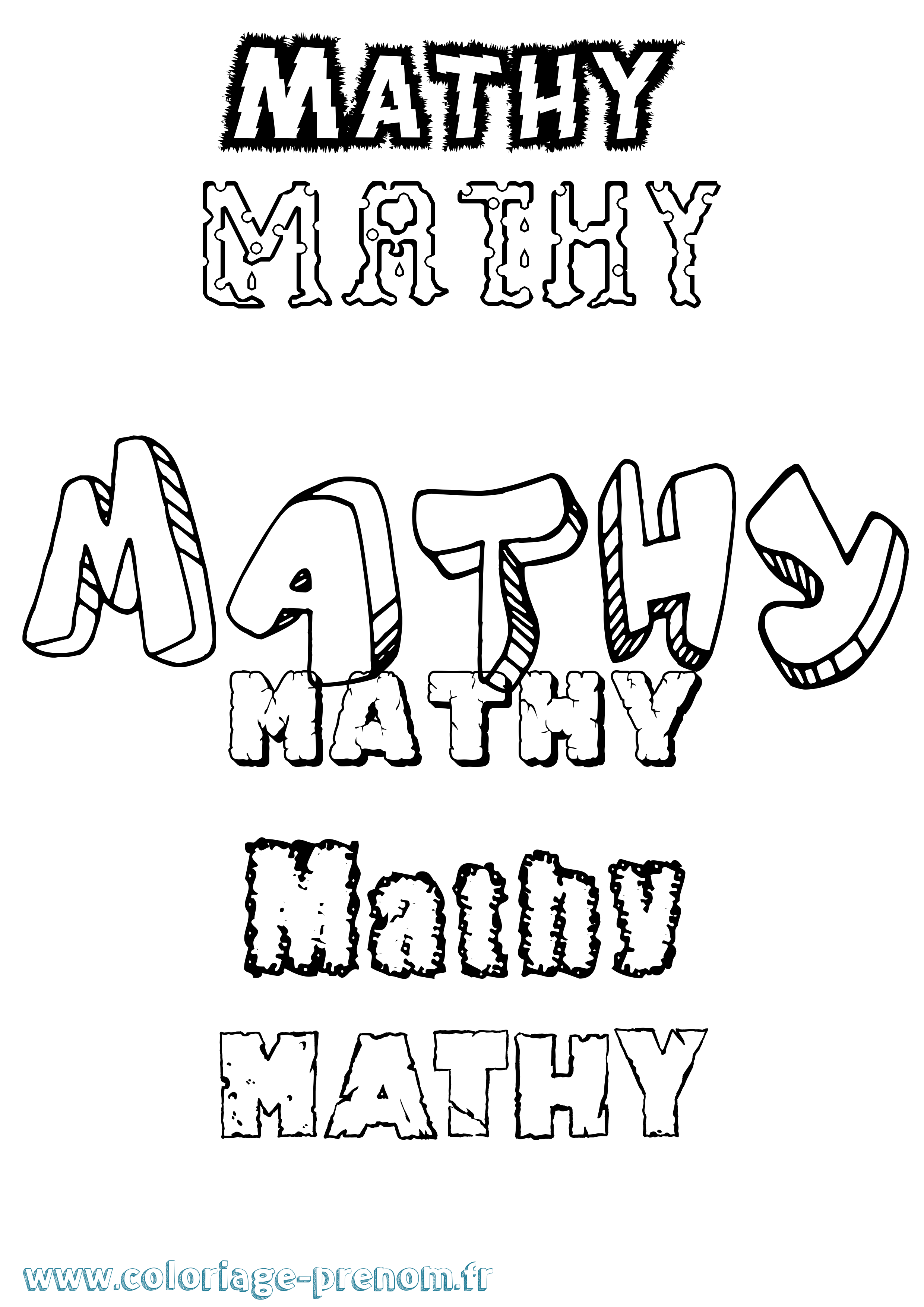 Coloriage Mathy Destructuré Coloriage prénom Mathy Destructuré