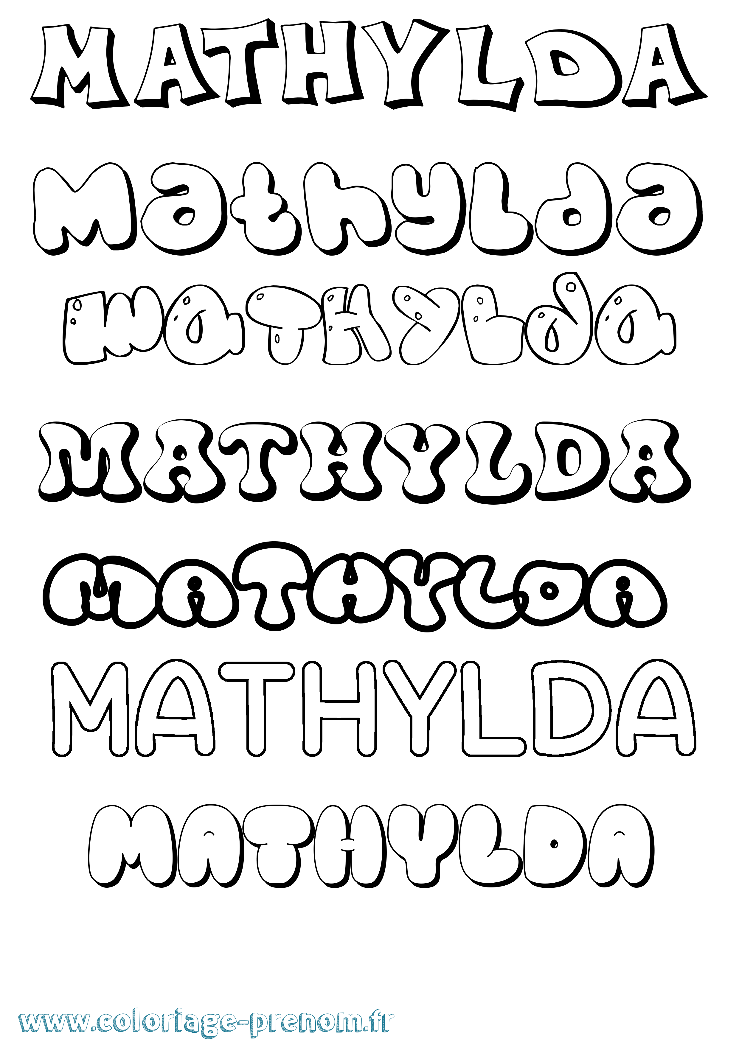 Coloriage Mathylda Bubble Coloriage prénom Mathylda Bubble
