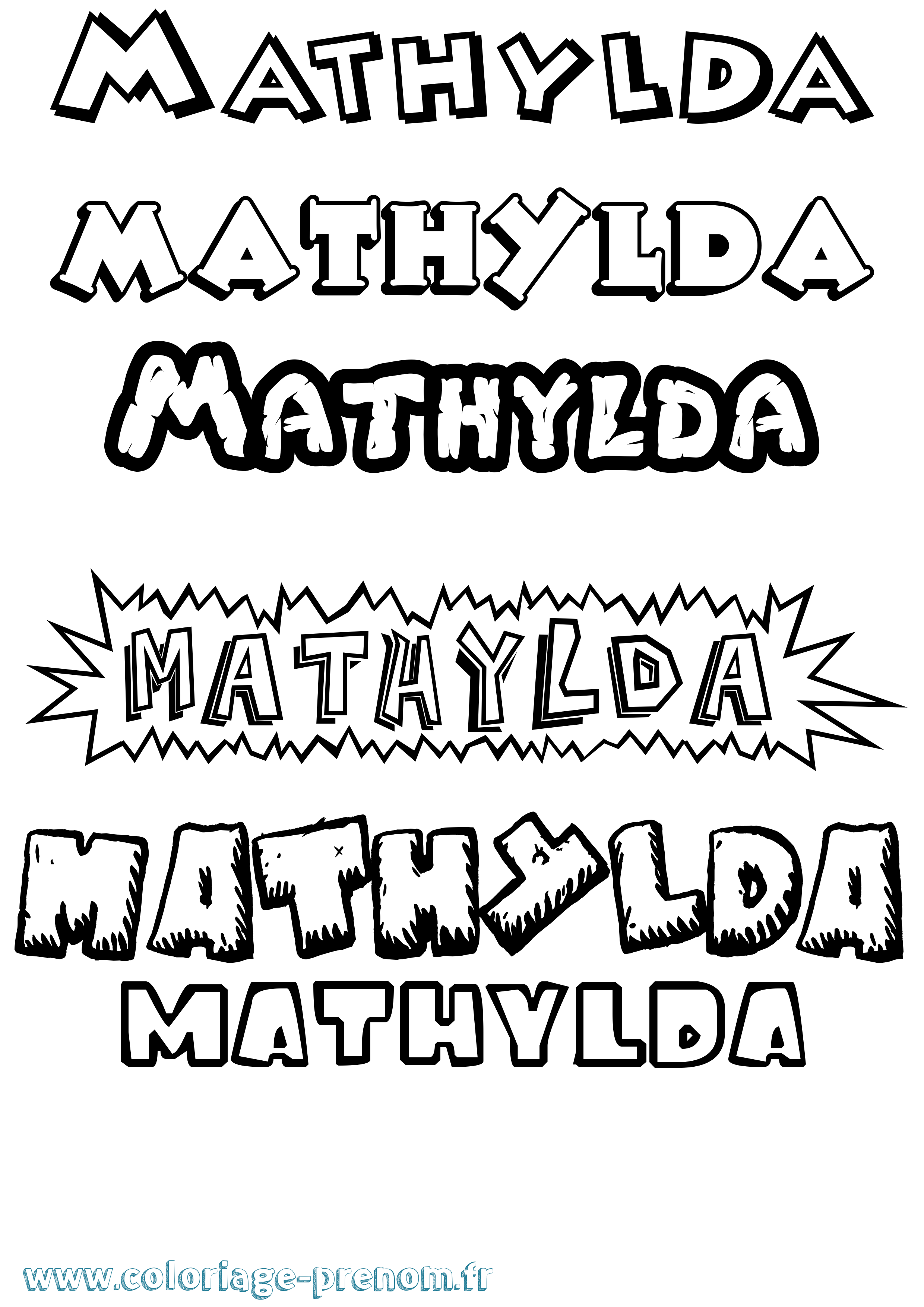 Coloriage Mathylda Dessin Animé Coloriage prénom Mathylda Dessin Animé